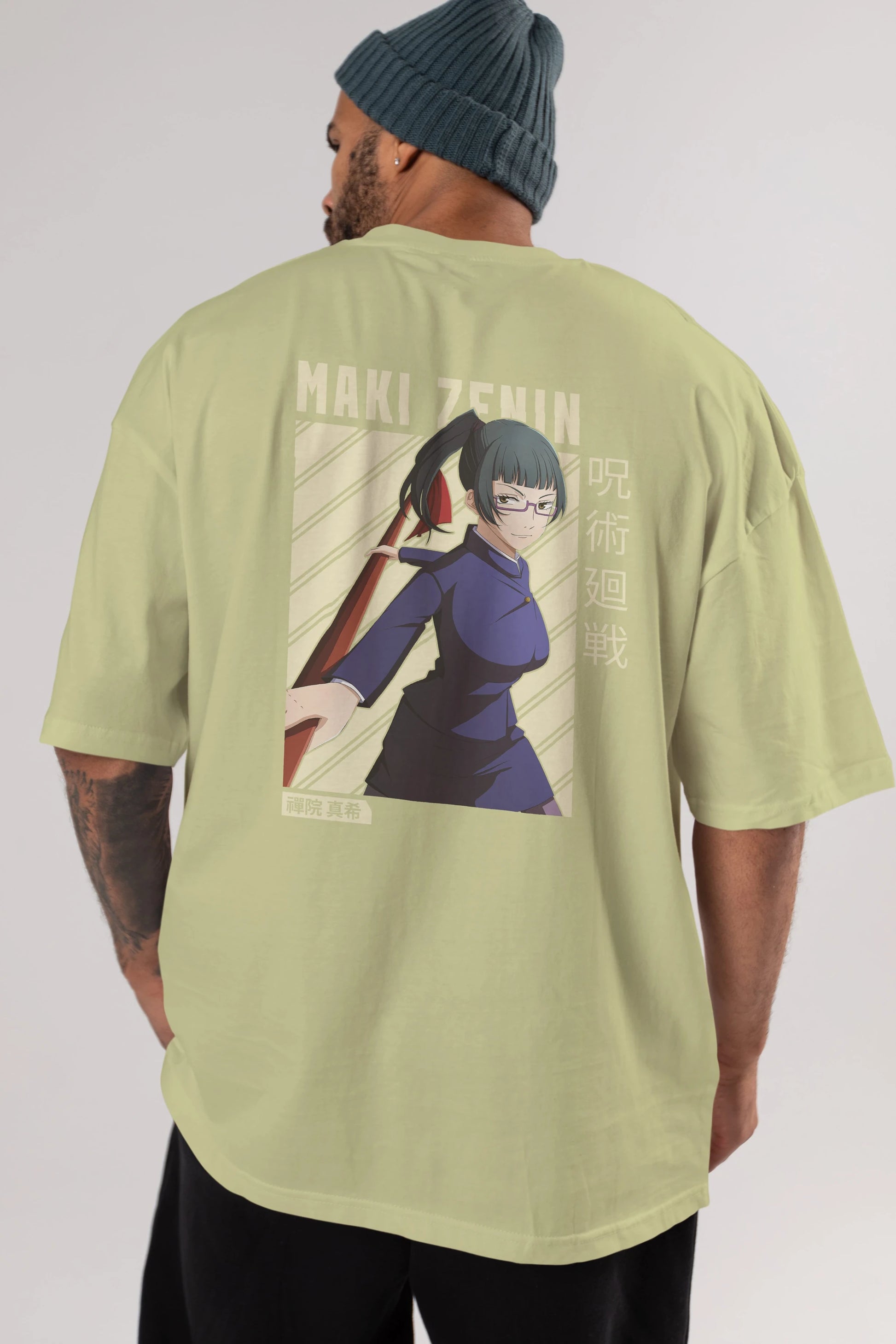 Maki Zenin CHAİNSAWMAN Anime Arka Baskılı Oversize t-shirt Erkek Kadın Unisex