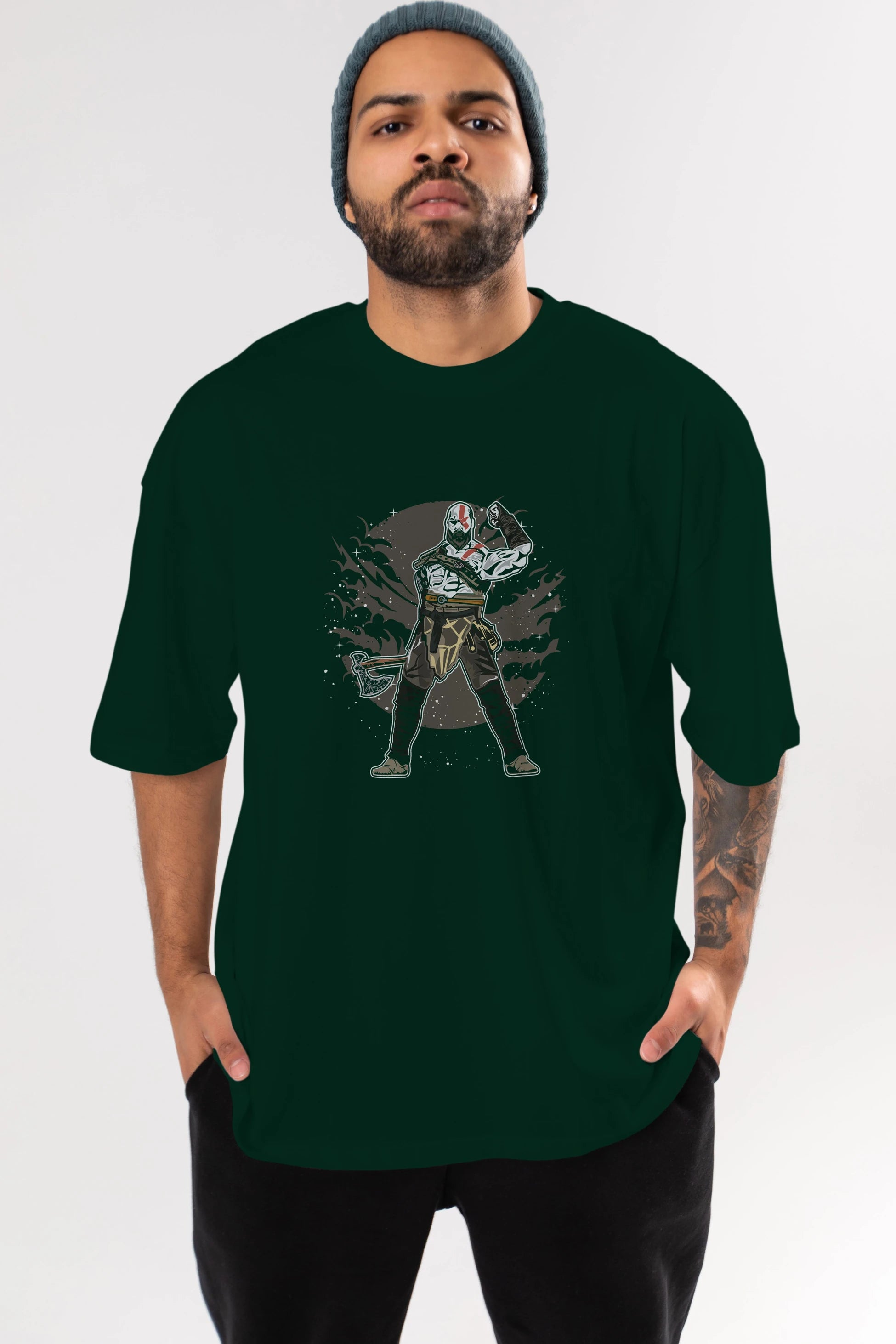 GOD OF WAR Ön Baskılı Oversize t-shirt Erkek Kadın Unisex %100 Pamuk tişort