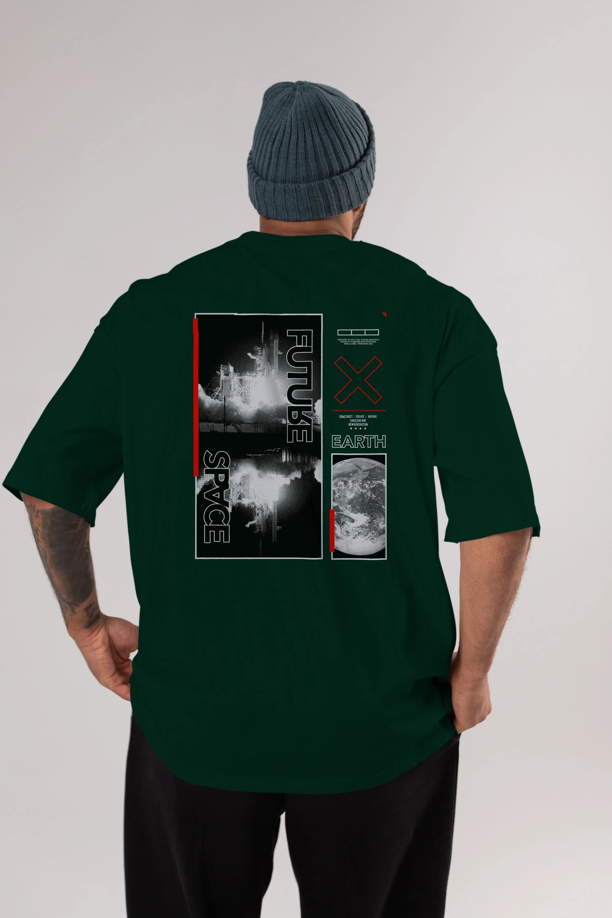 Future Space Arka Baskılı Oversize t-shirt Erkek Kadın Unisex