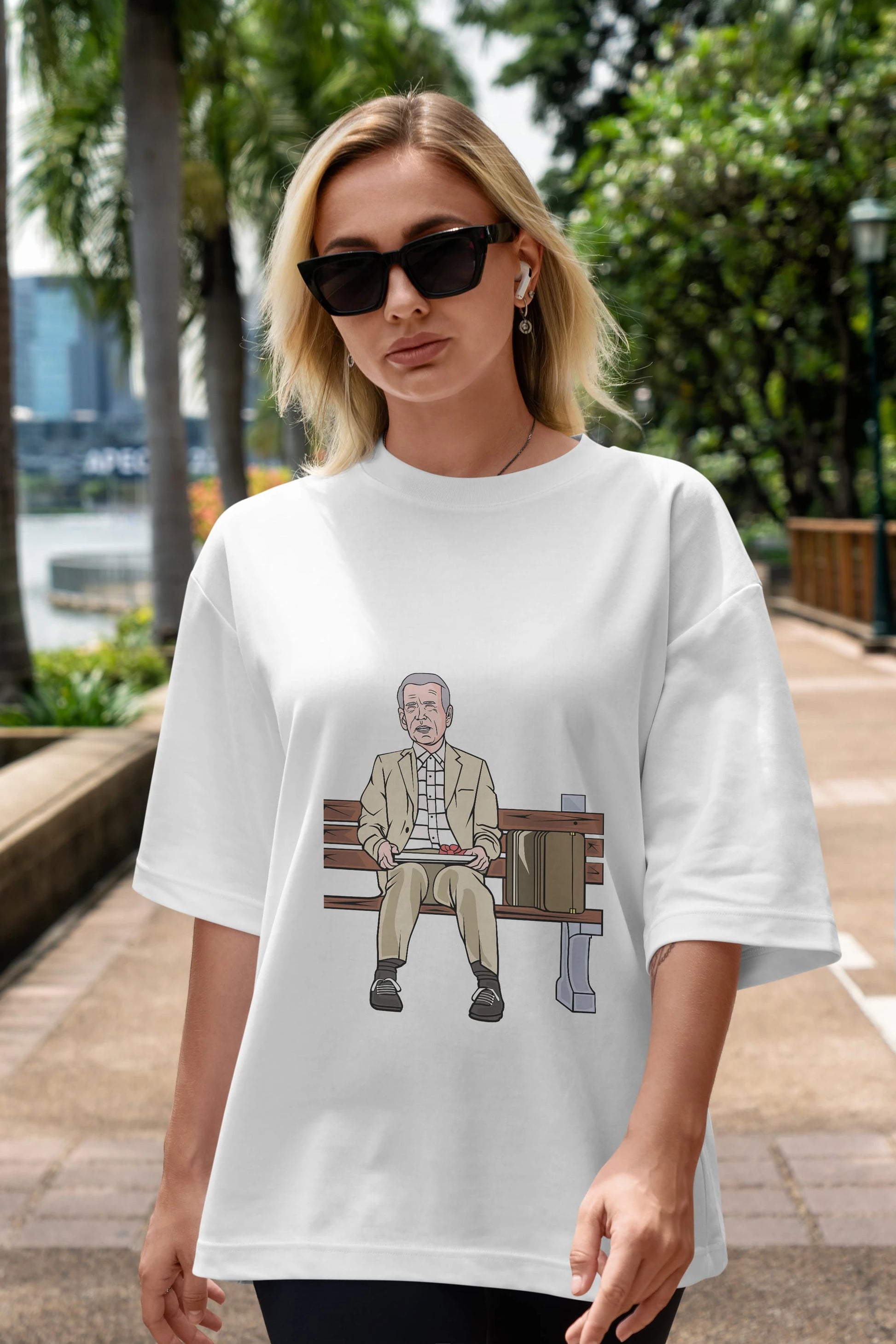 Joe Biden Forest Gump Ön Baskılı Oversize t-shirt Erkek Kadın Unisex %100 Pamuk tişort