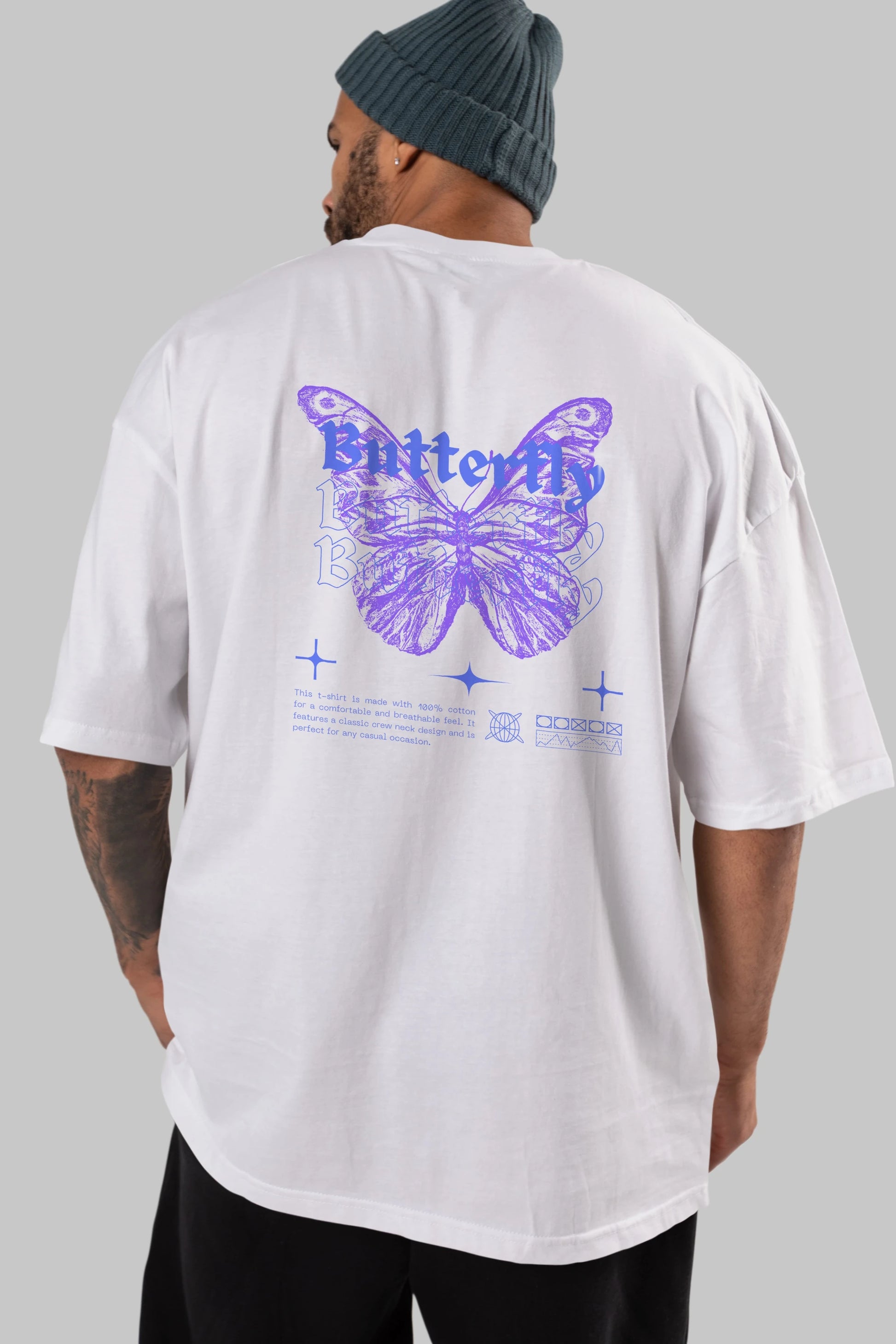 Butterfly Streetwear Arka Baskılı Oversize t-shirt Erkek Kadın Unisex