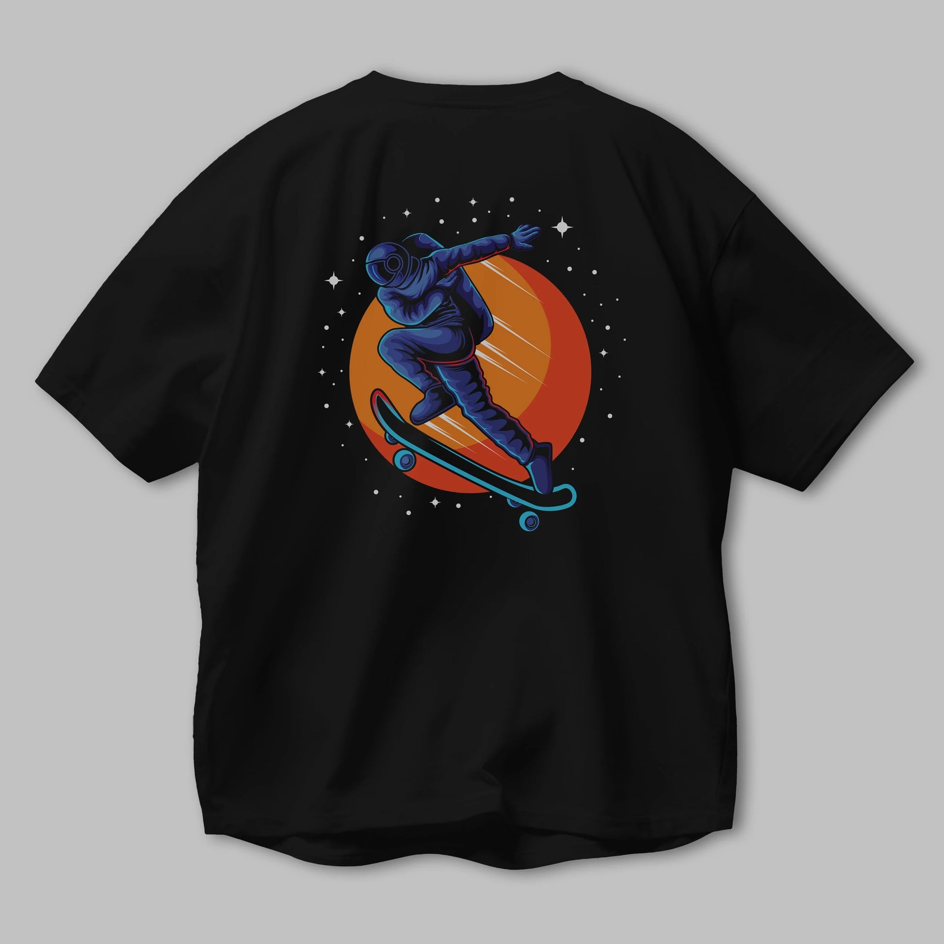 Astroskate Run Arka Baskılı Oversize t-shirt Erkek Kadın Unisex