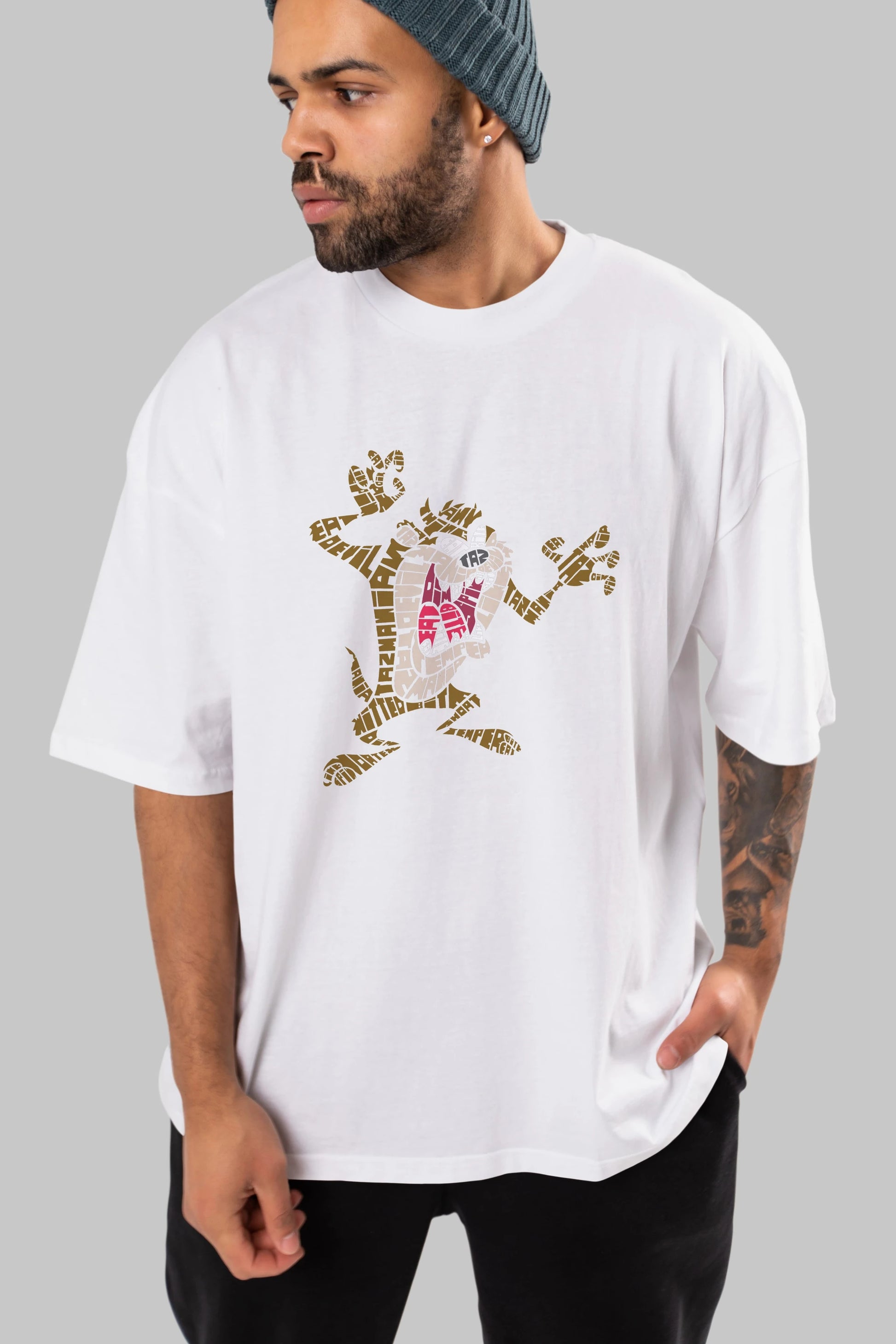 Tazmania Ön Baskılı Oversize t-shirt %100 pamuk Erkek Kadın Unisex