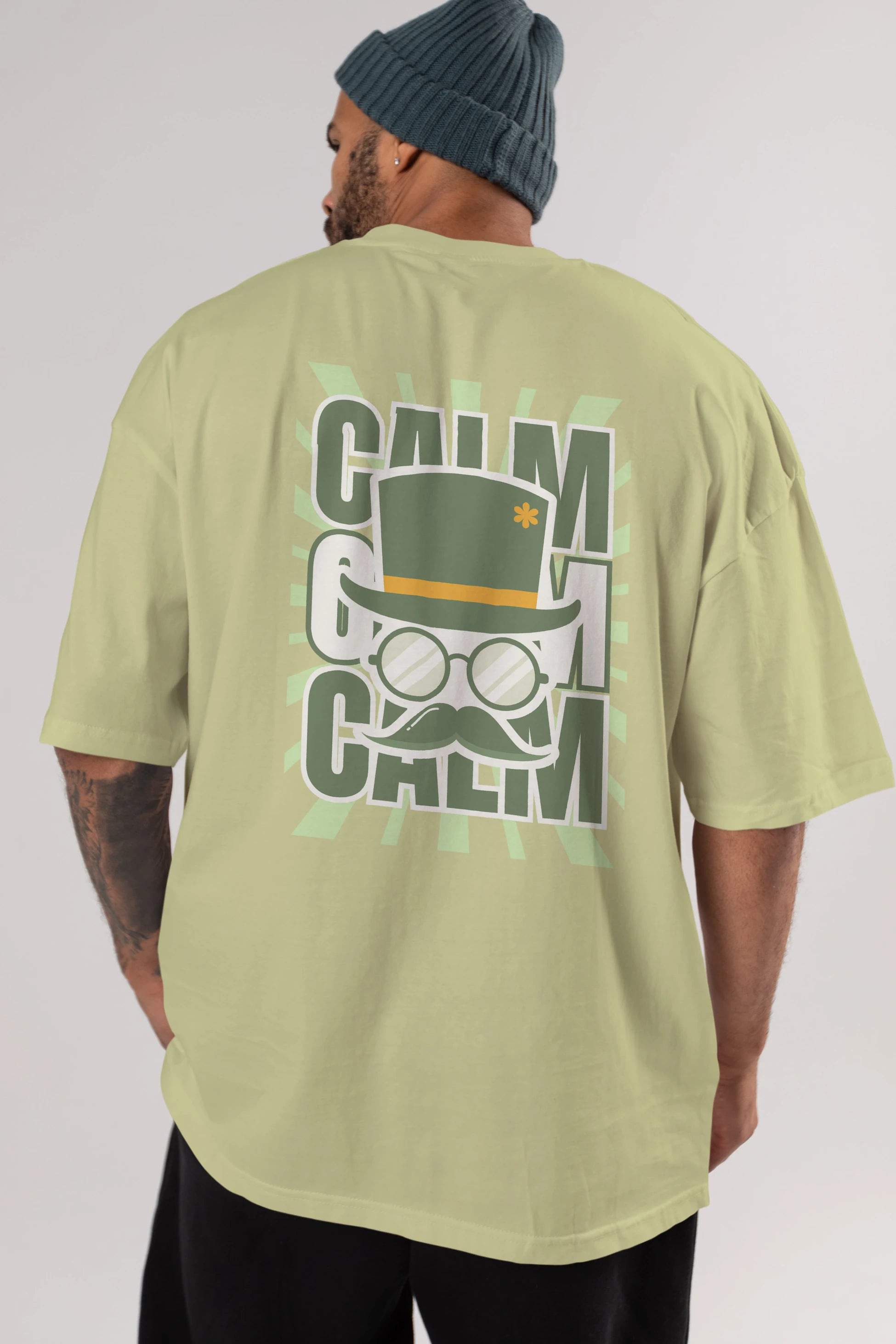Calm Yazılı Arka Baskılı Oversize t-shirt Erkek Kadın Unisex