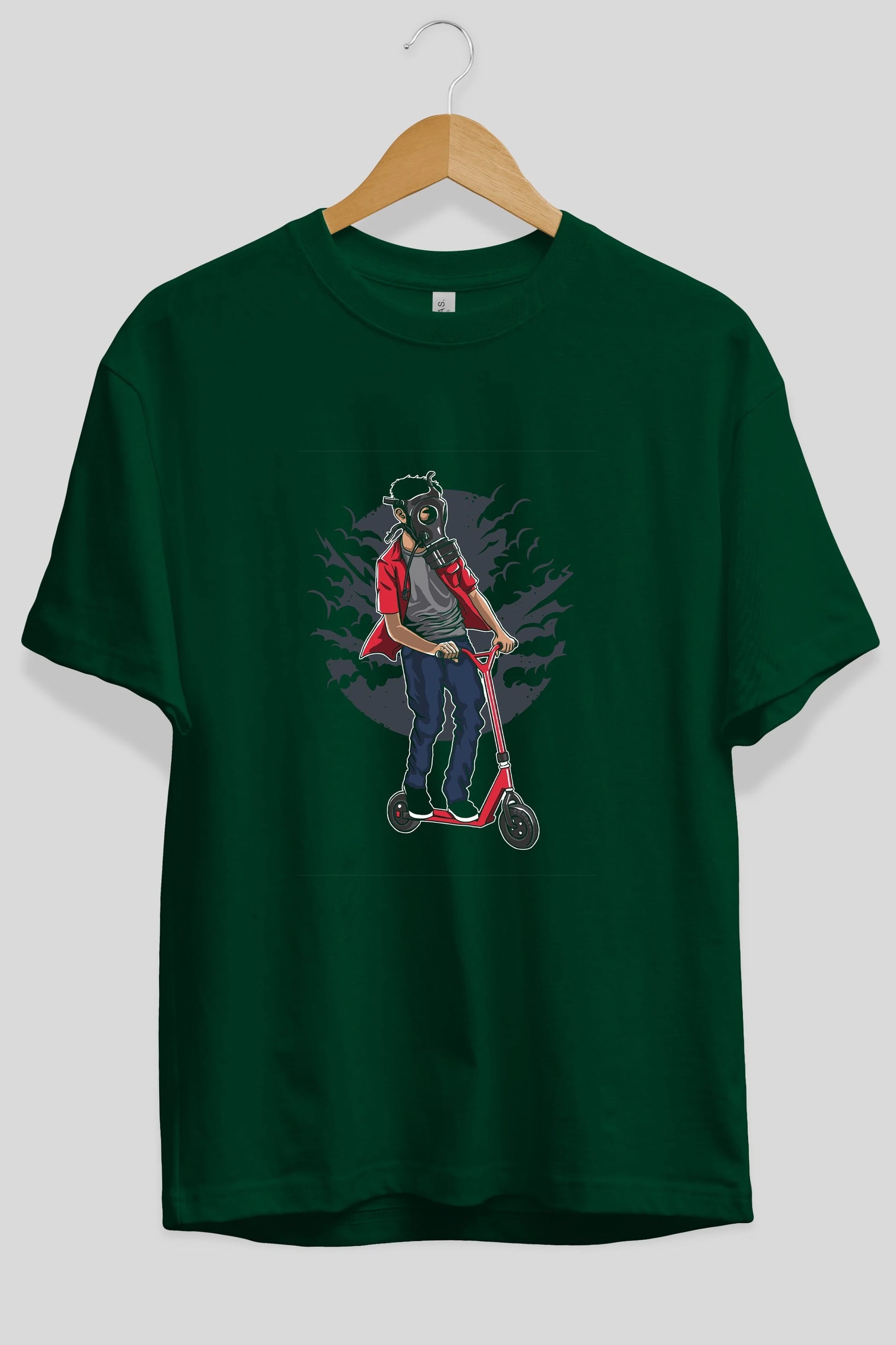 Gasmask Rider Ön Baskılı Oversize t-shirt Erkek Kadın Unisex %100 Pamuk tişort
