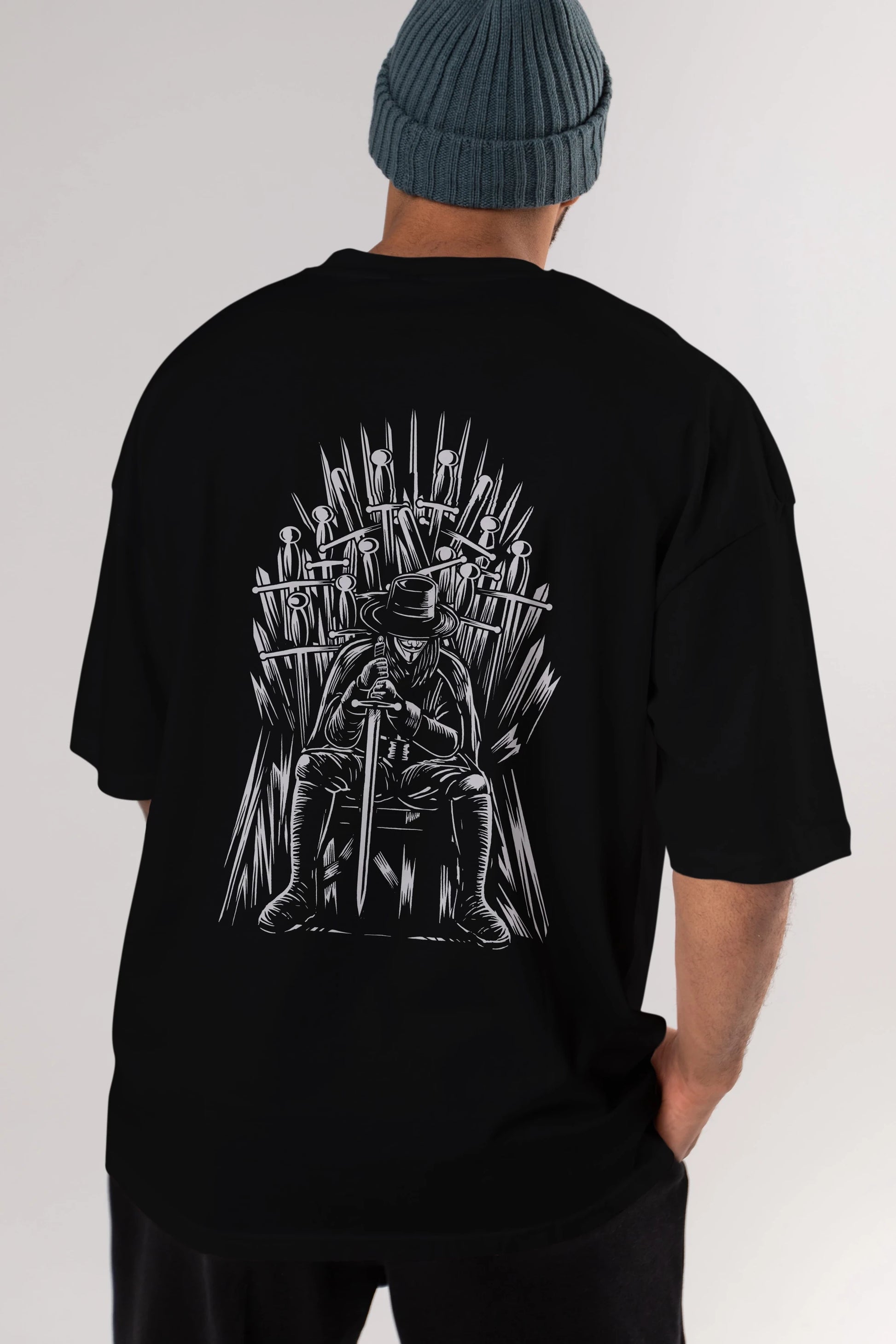 The Thrones Of Vendetta Arka Baskılı Oversize t-shirt Erkek Kadın Unisex %100 Pamuk