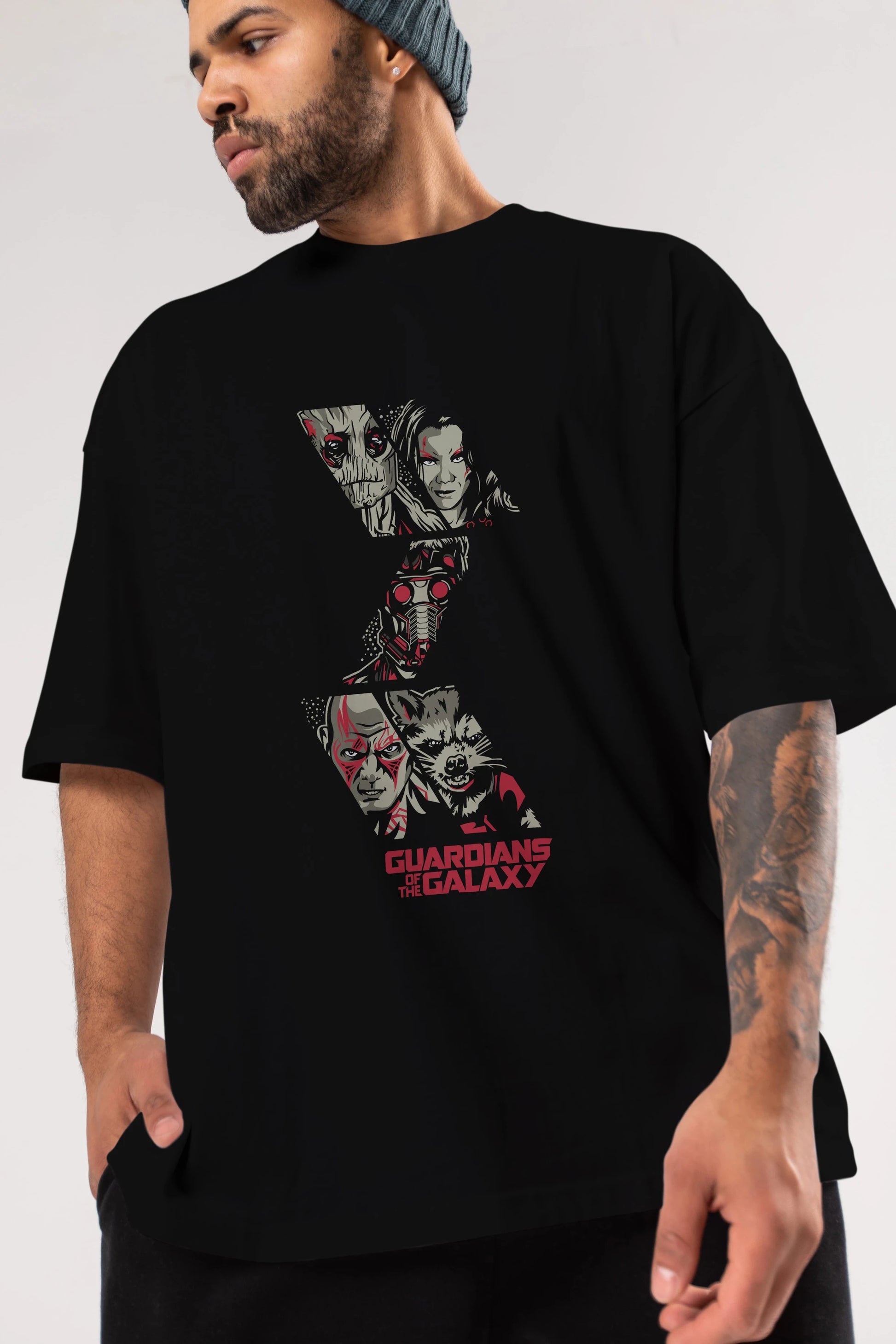 Guardians of The Galaxy (2) Ön Baskılı Oversize t-shirt Erkek Kadın Unisex %100 Pamuk Bisiklet Yaka tişort