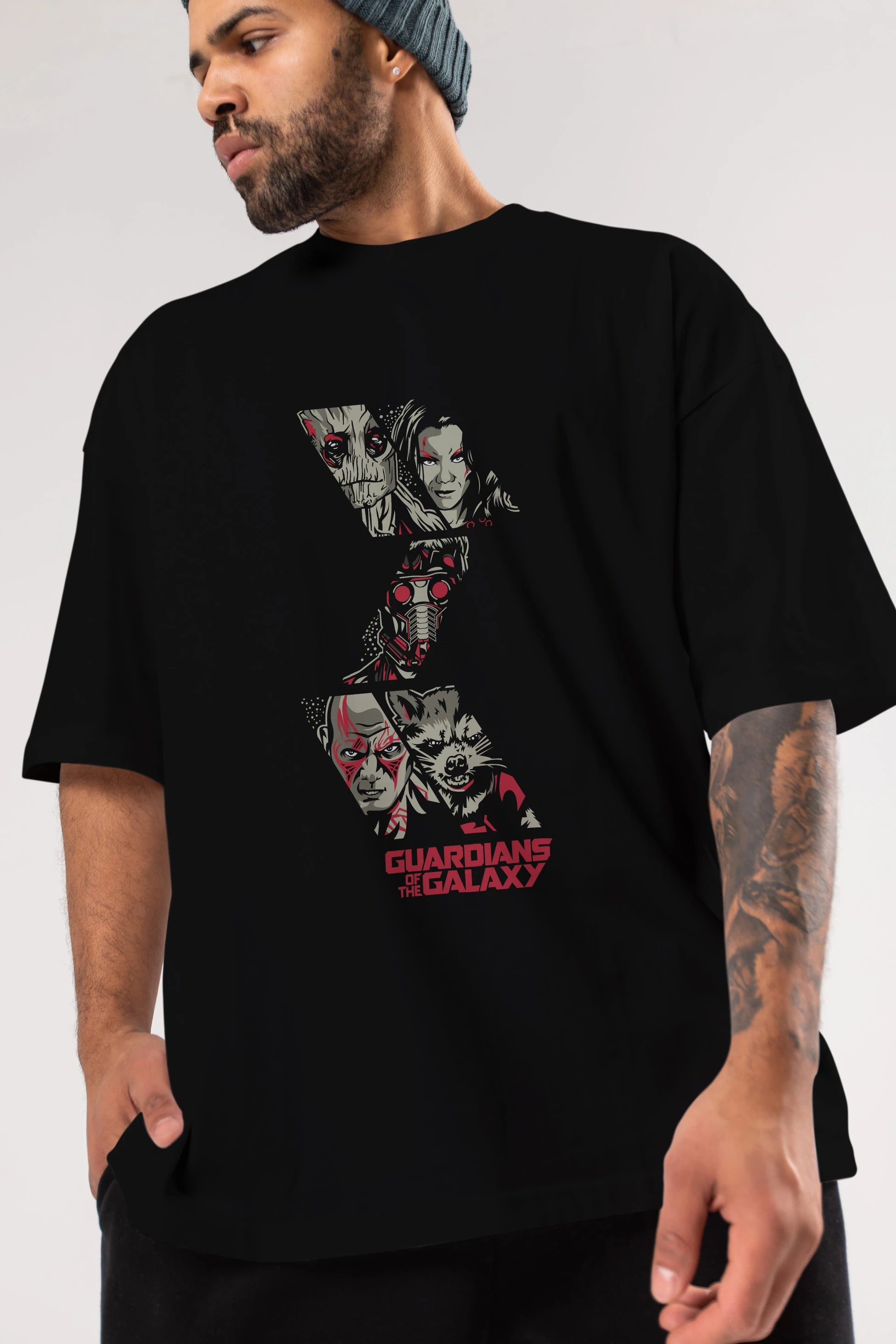 Guardians of The Galaxy (2) Ön Baskılı Oversize t-shirt Erkek Kadın Unisex %100 Pamuk Bisiklet Yaka tişort