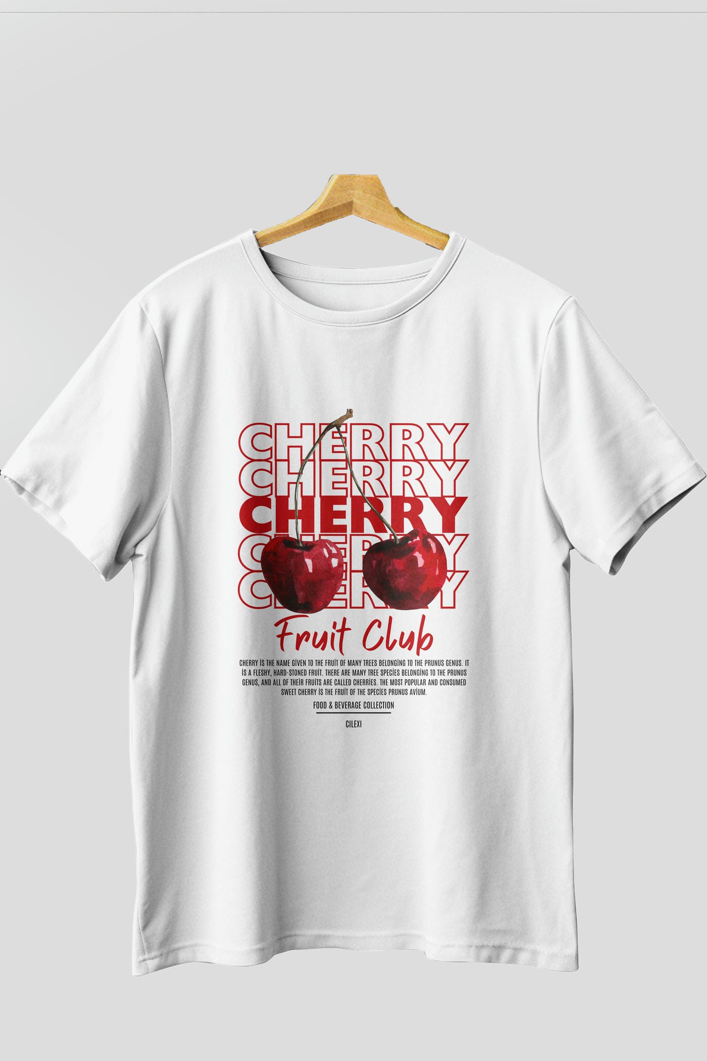 Cherry Ön Baskılı Oversize t-shirt Erkek Kadın Pamuk Bisiklet Yaka tişort