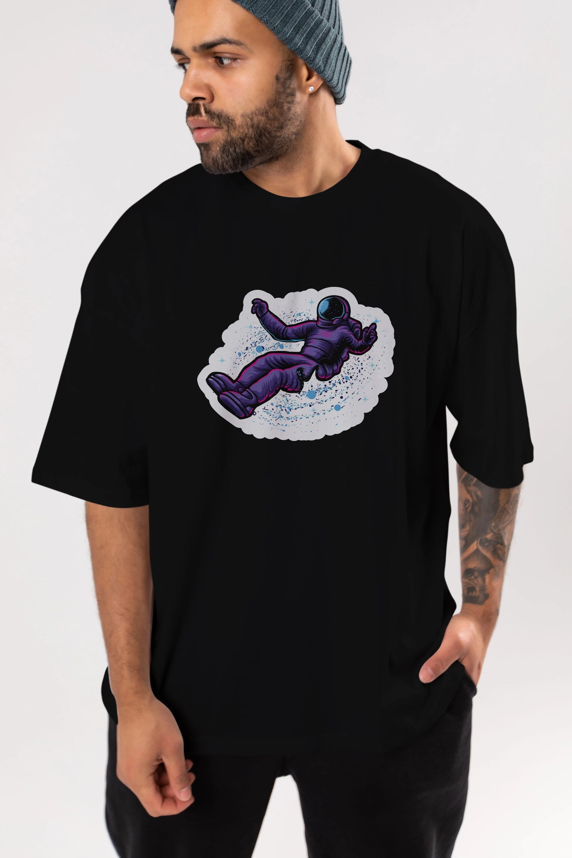 Having fun in outer space sticker Ön Baskılı Oversize t-shirt Erkek Kadın Unisex