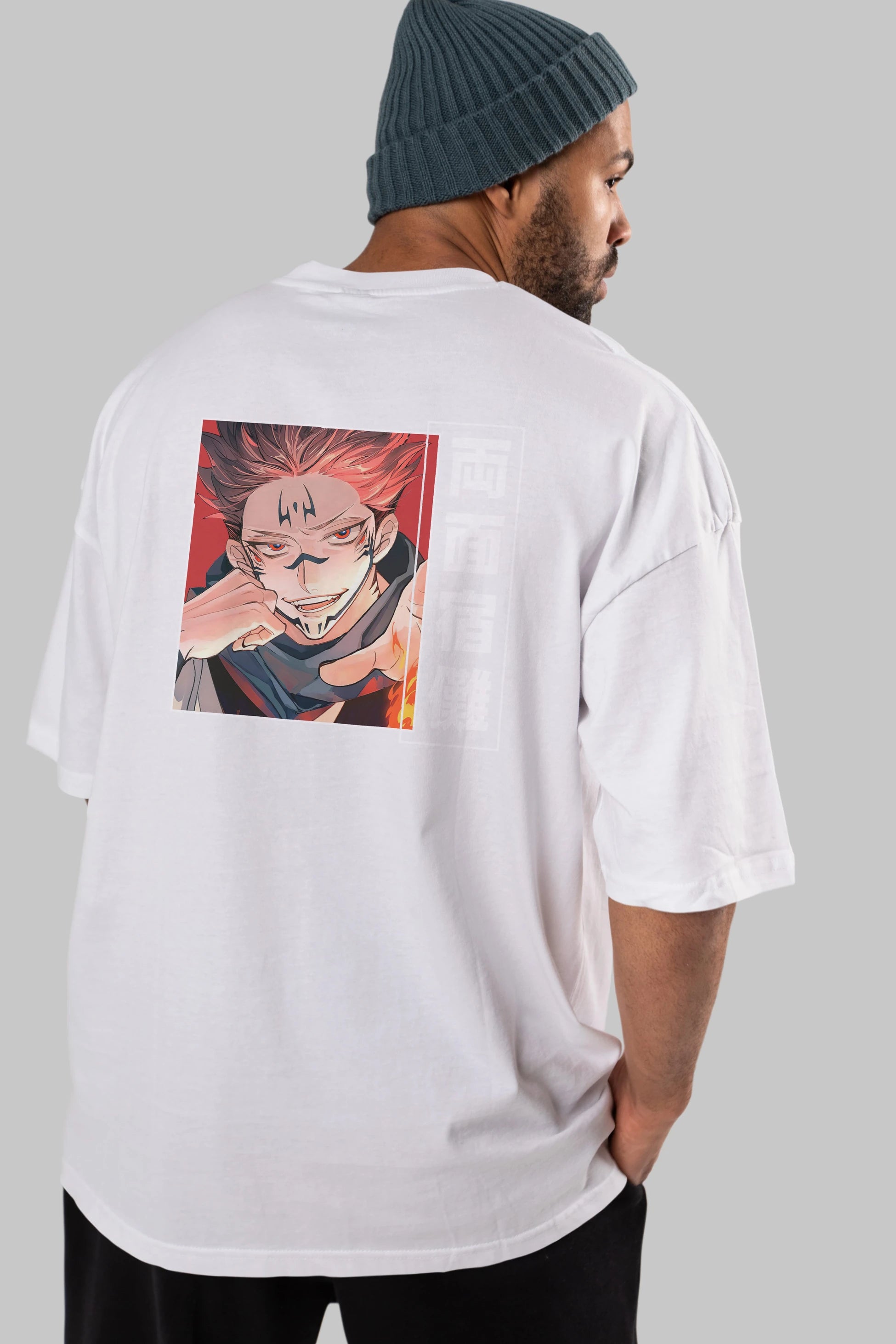Sukuna Ryoumen 4 Anime Arka Baskılı Oversize t-shirt Erkek Kadın Unisex