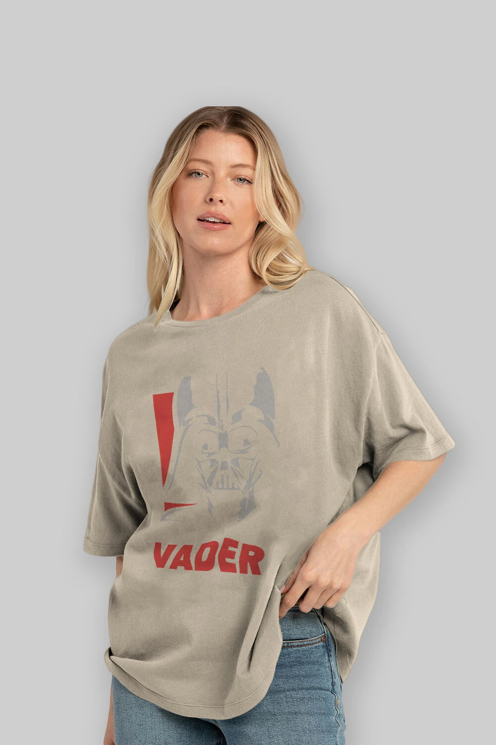 Darth Vader Ön Baskılı Oversize t-shirt Erkek Kadın Unisex %100 Pamuk Bisiklet Yaka tişort