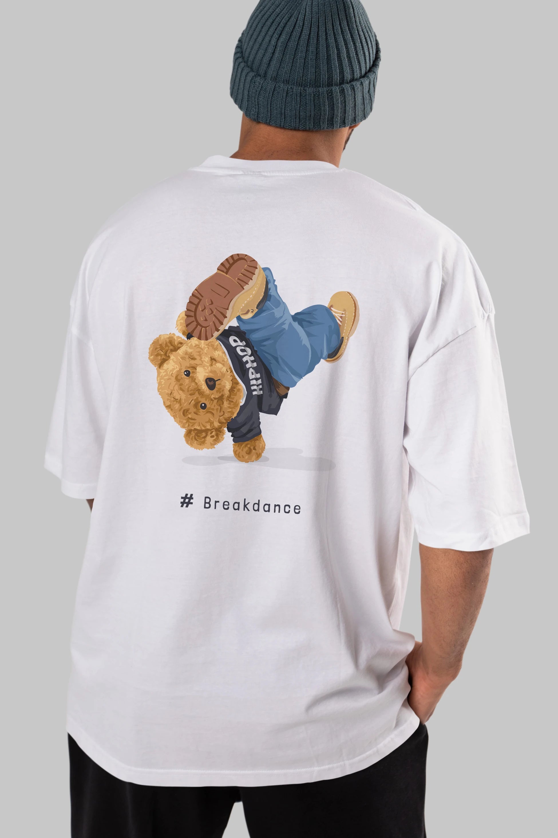 Teddy Bear Breakdance Arka Baskılı Oversize t-shirt Erkek Kadın Unisex %100 Pamuk