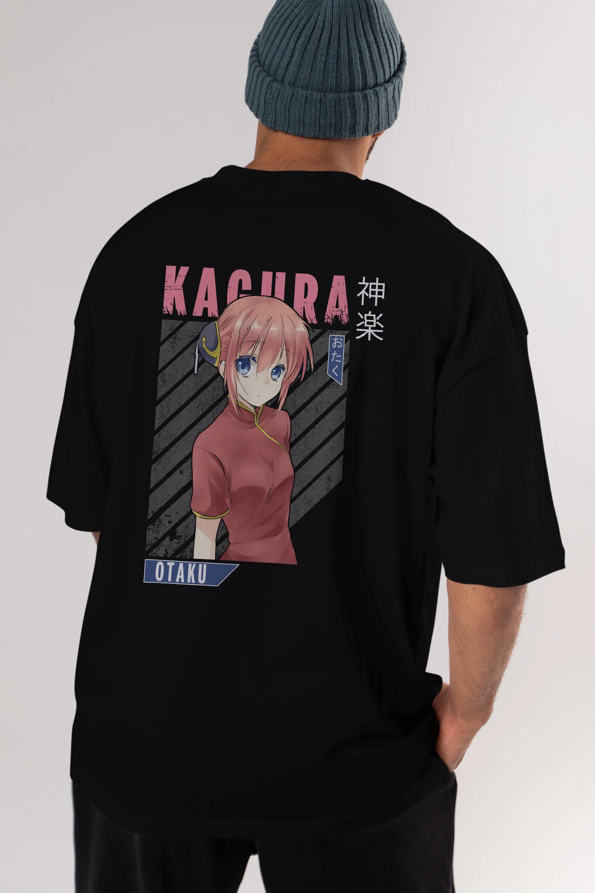 Kagura GINTAMA Anime Arka Baskılı Oversize t-shirt Erkek Kadın Unisex