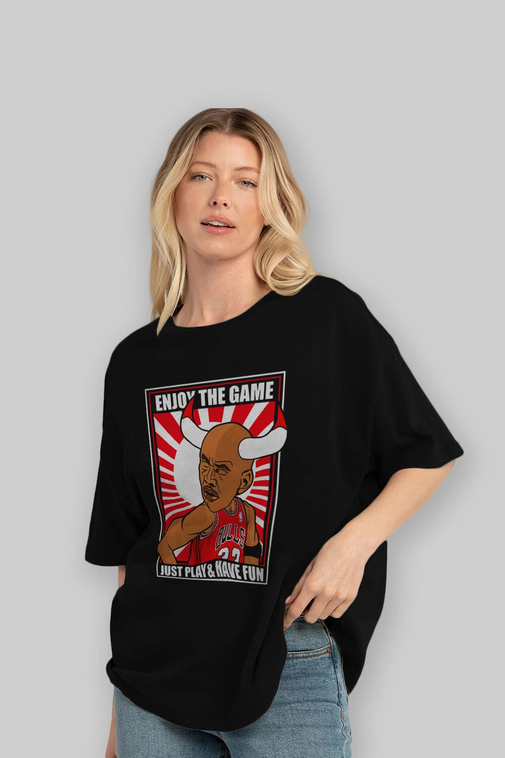 Michael Jordan Ön Baskılı Oversize t-shirt Erkek Kadın Unisex %100 Pamuk tişort