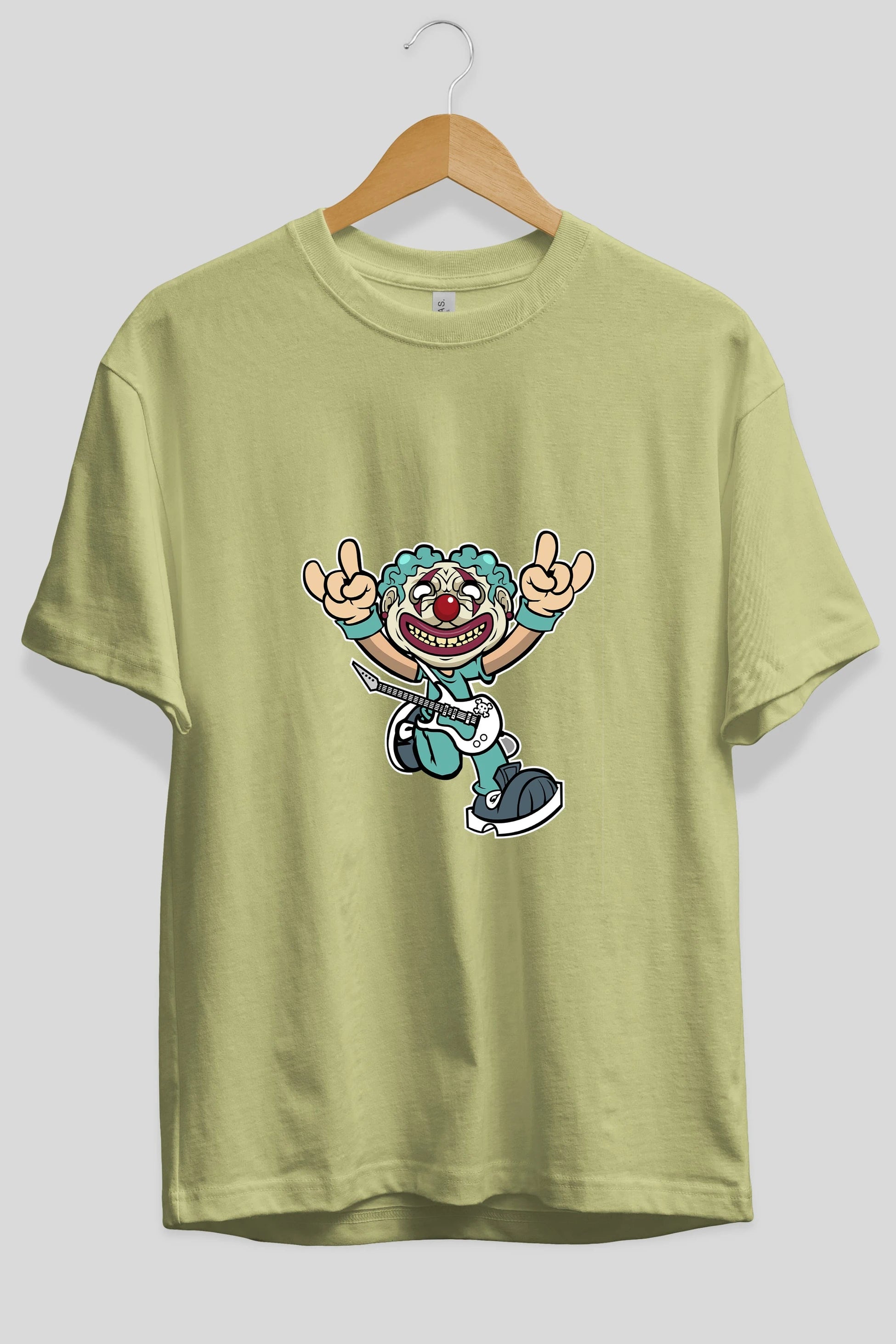Clown Punk Ön Baskılı Oversize t-shirt Erkek Kadın Unisex %100 Pamuk tişort