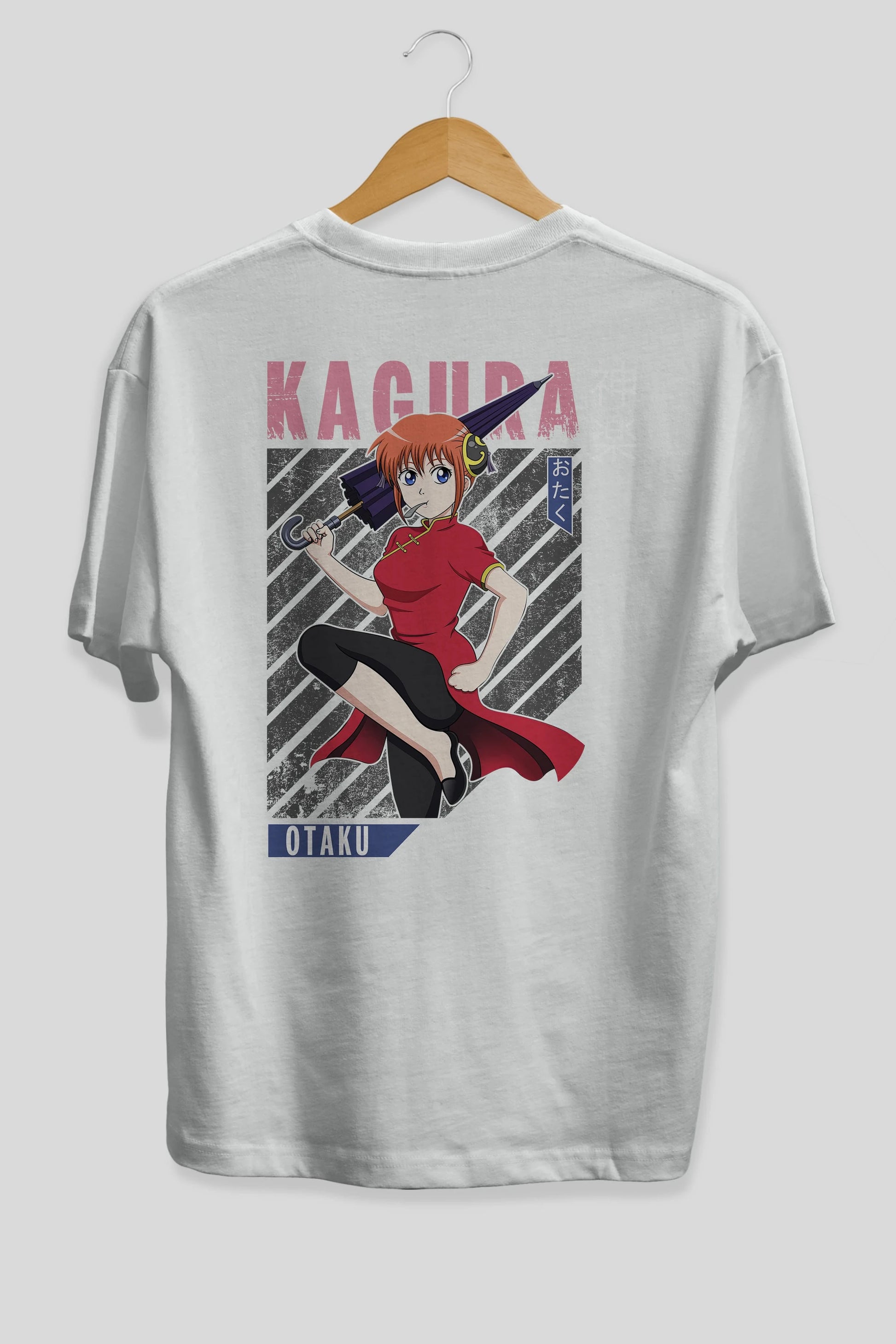 Kagura GINTAMA 1 Anime Arka Baskılı Oversize t-shirt Erkek Kadın Unisex