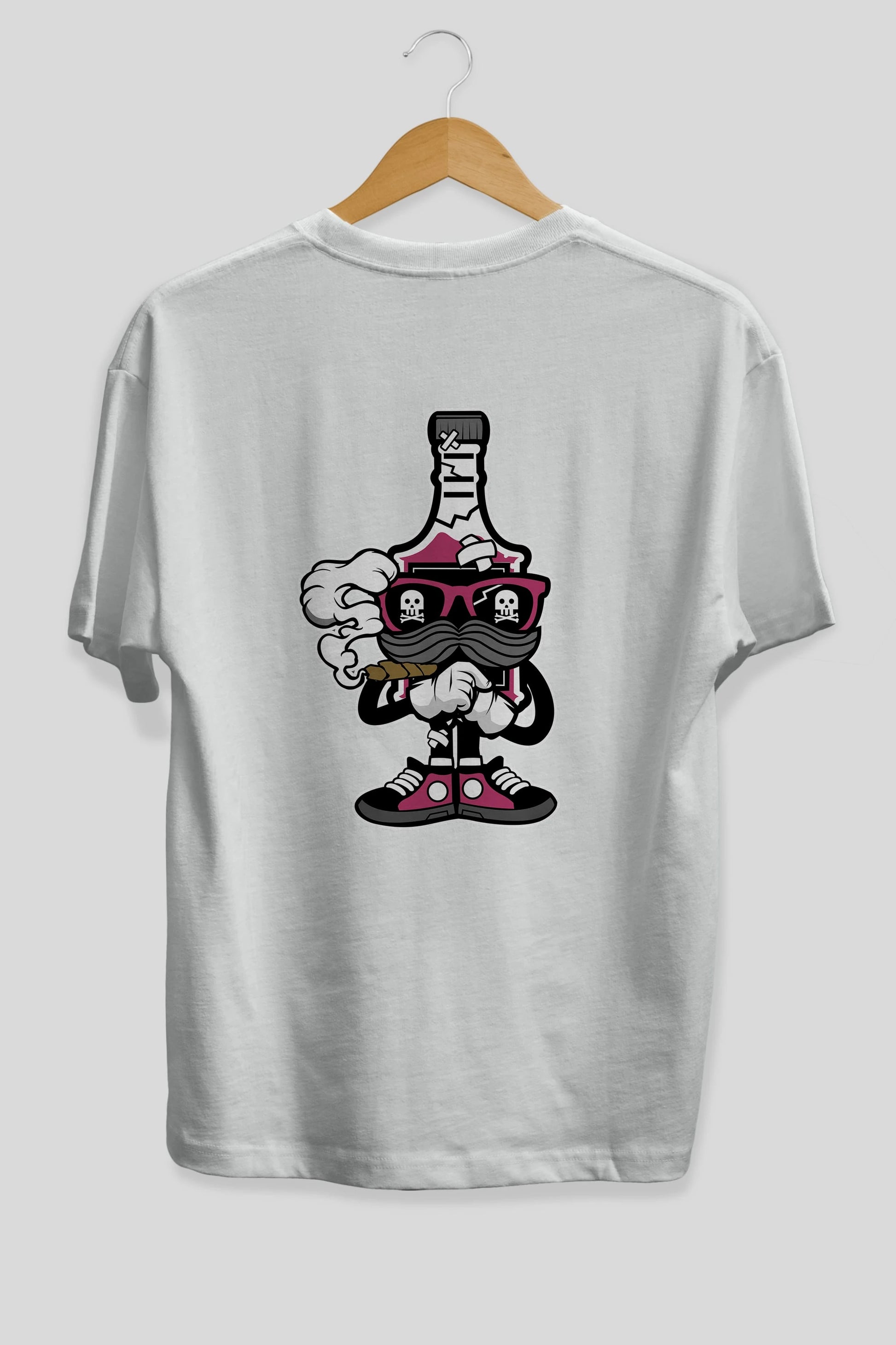 Vodka Bottle Arka Baskılı Oversize t-shirt Erkek Kadın Unisex %100 Pamuk tişort