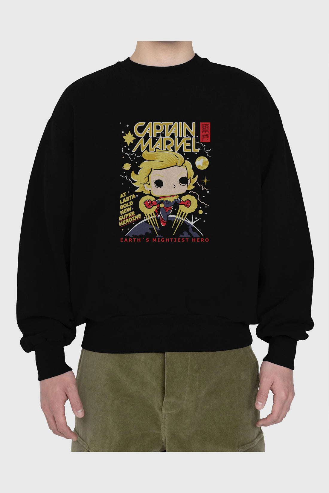 Captain Marvel Ön Baskılı Oversize Sweatshirt Erkek Kadın Unisex
