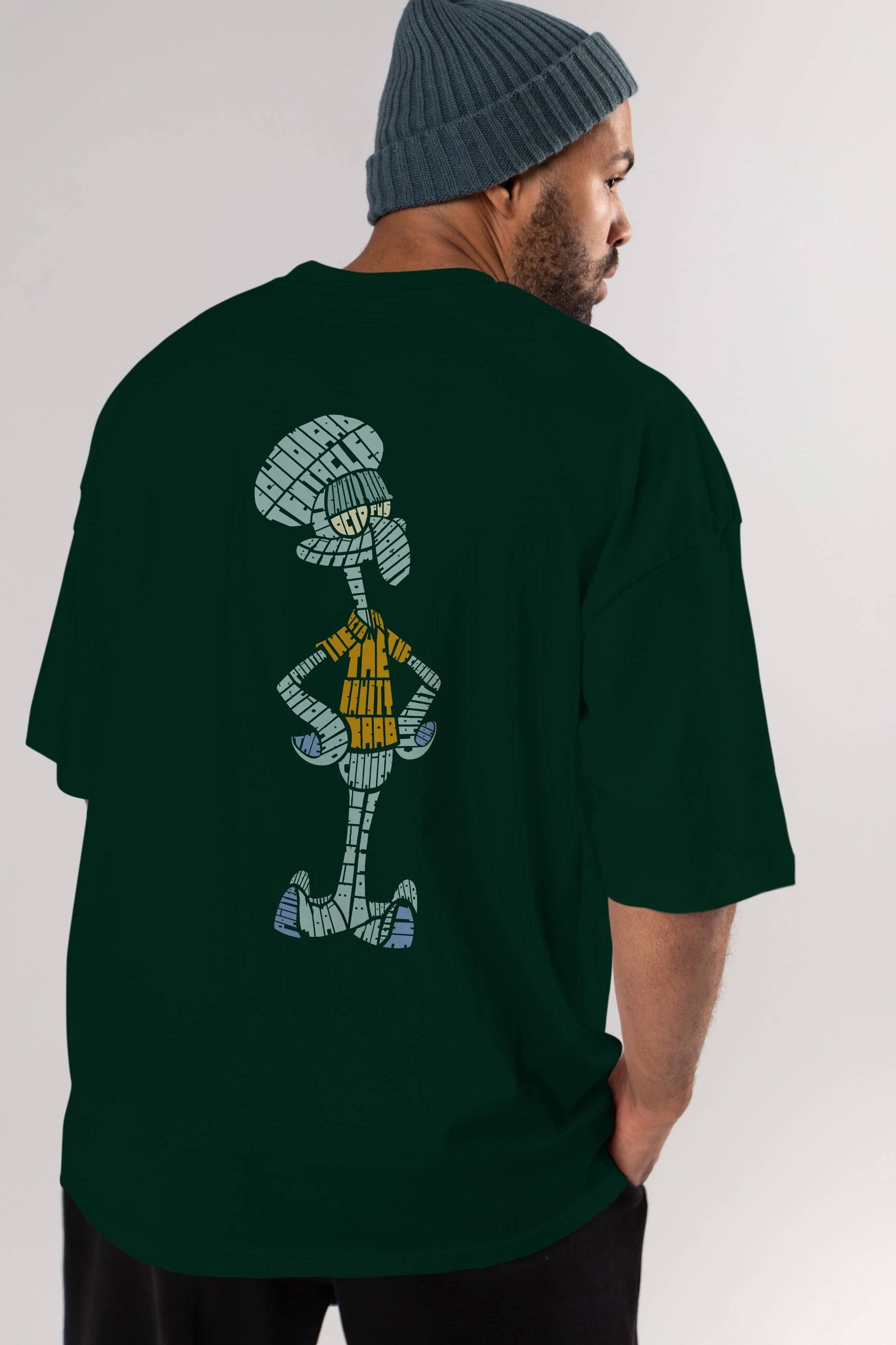 Squidward Arka Baskılı Oversize t-shirt %100 pamuk Erkek Kadın Unisex