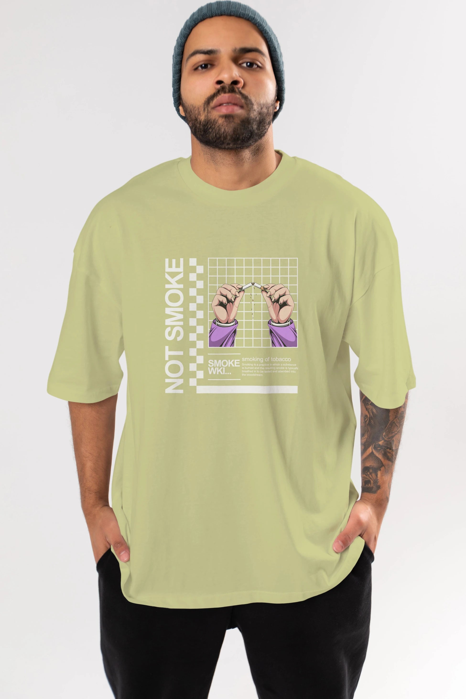 Not Smoke Ön Baskılı Oversize t-shirt Erkek Kadın Unisex