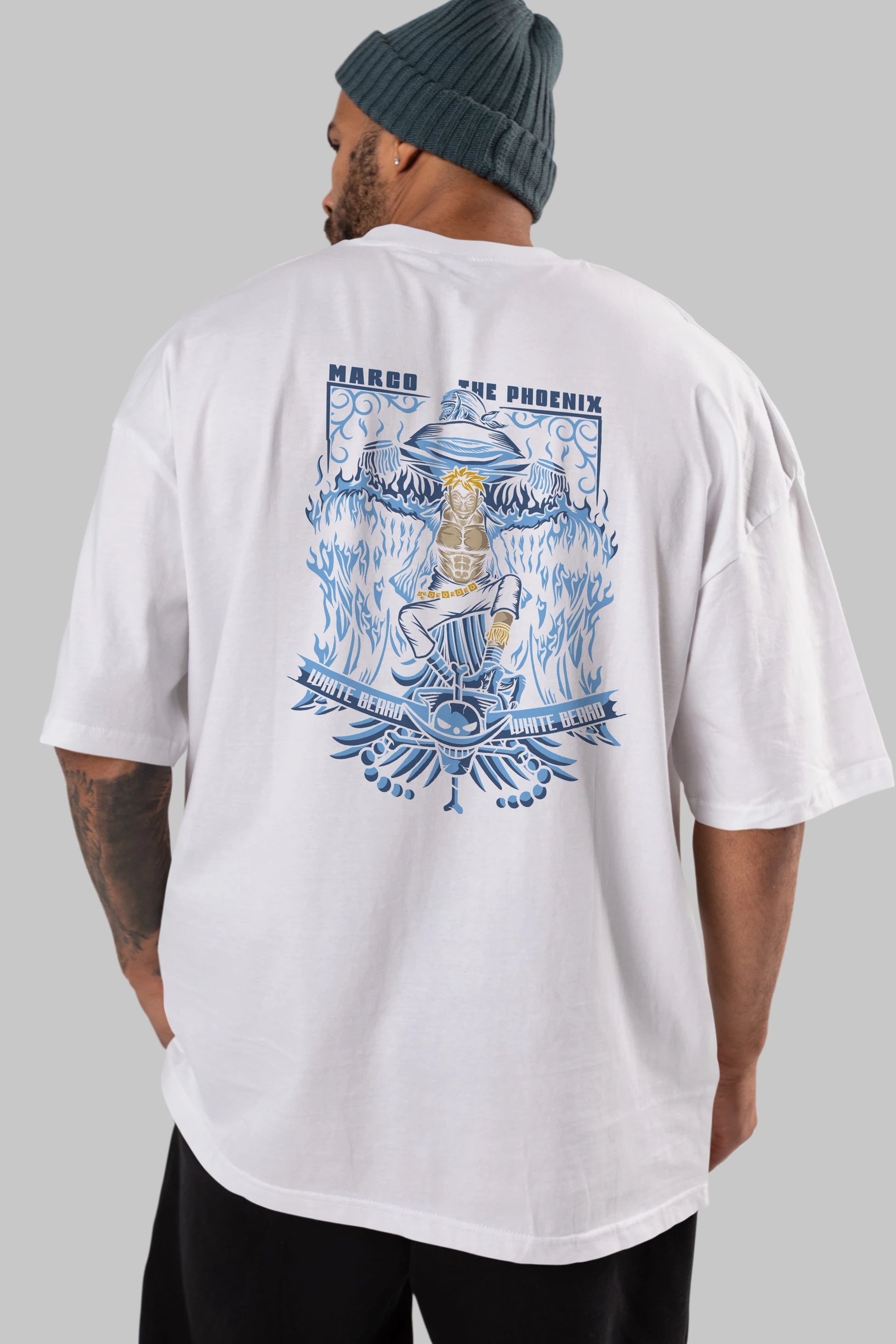 Marco the Phoenix Anime Arka Baskılı Oversize t-shirt Erkek Kadın Unisex %100 pamuk tişort