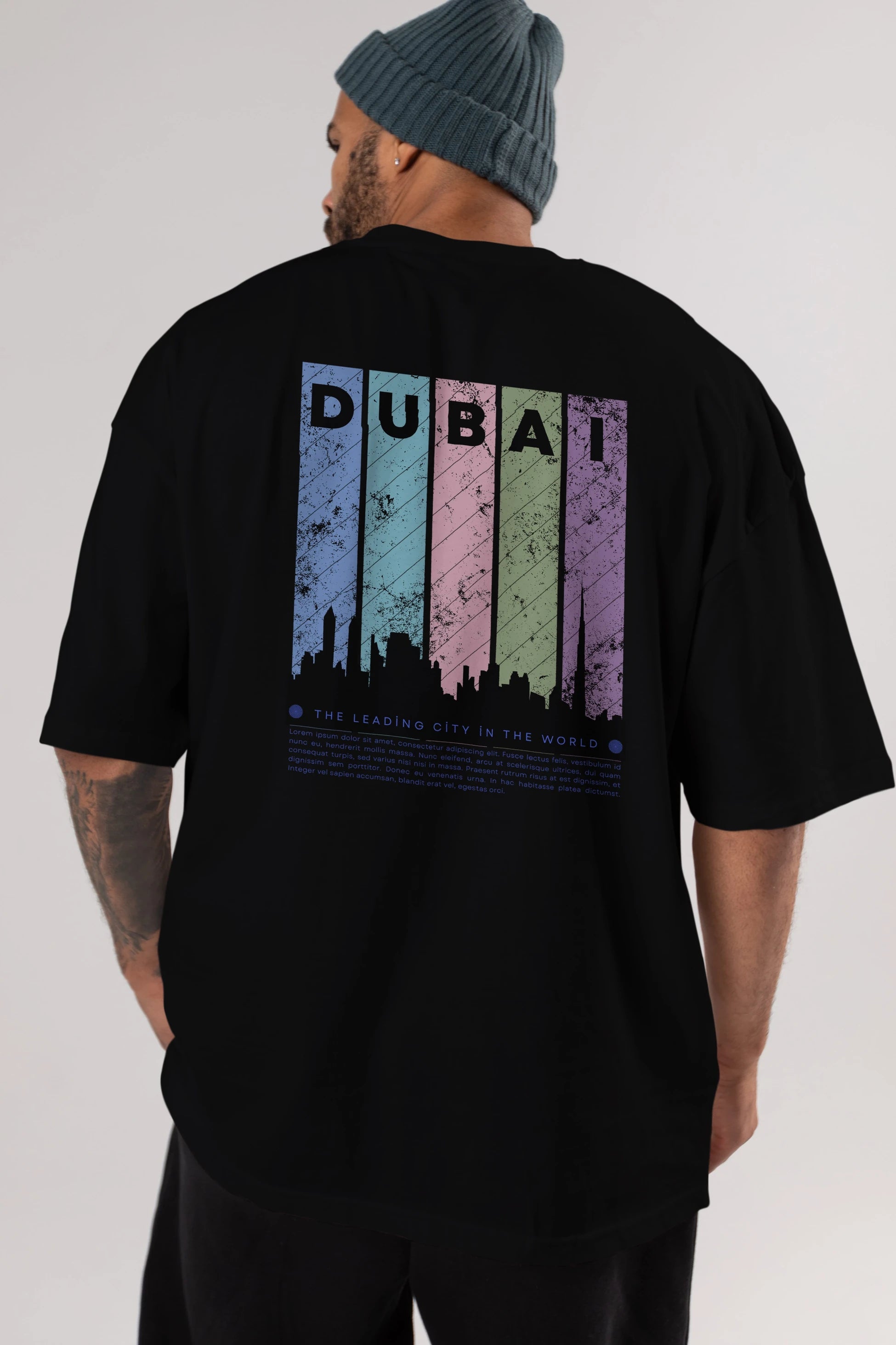 Dubai Yazılı Arka Baskılı Oversize t-shirt Erkek Kadın Unisex