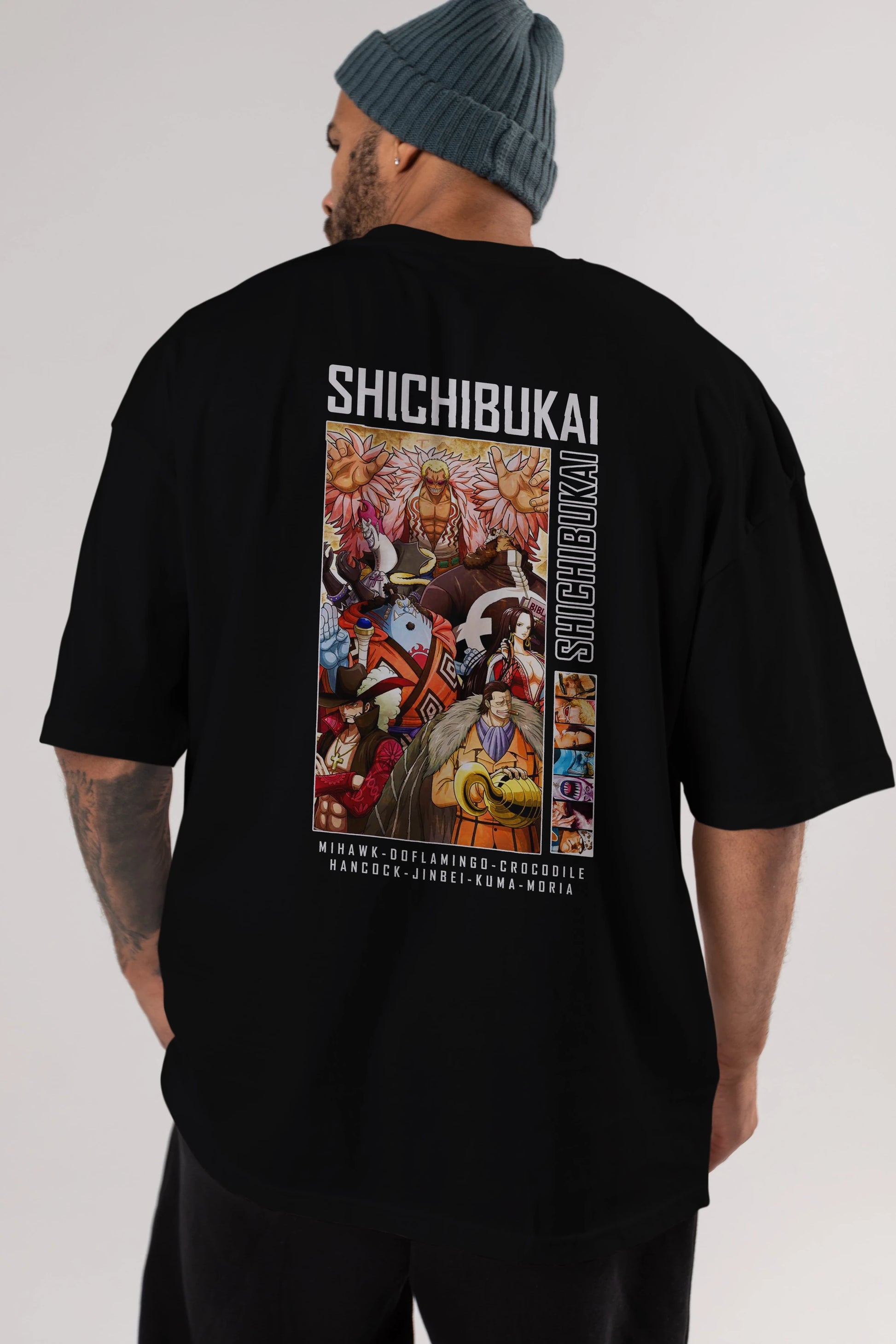 Shichibukai Anime Arka Baskılı Oversize t-shirt Erkek Kadın Unisex %100 pamuk tişort