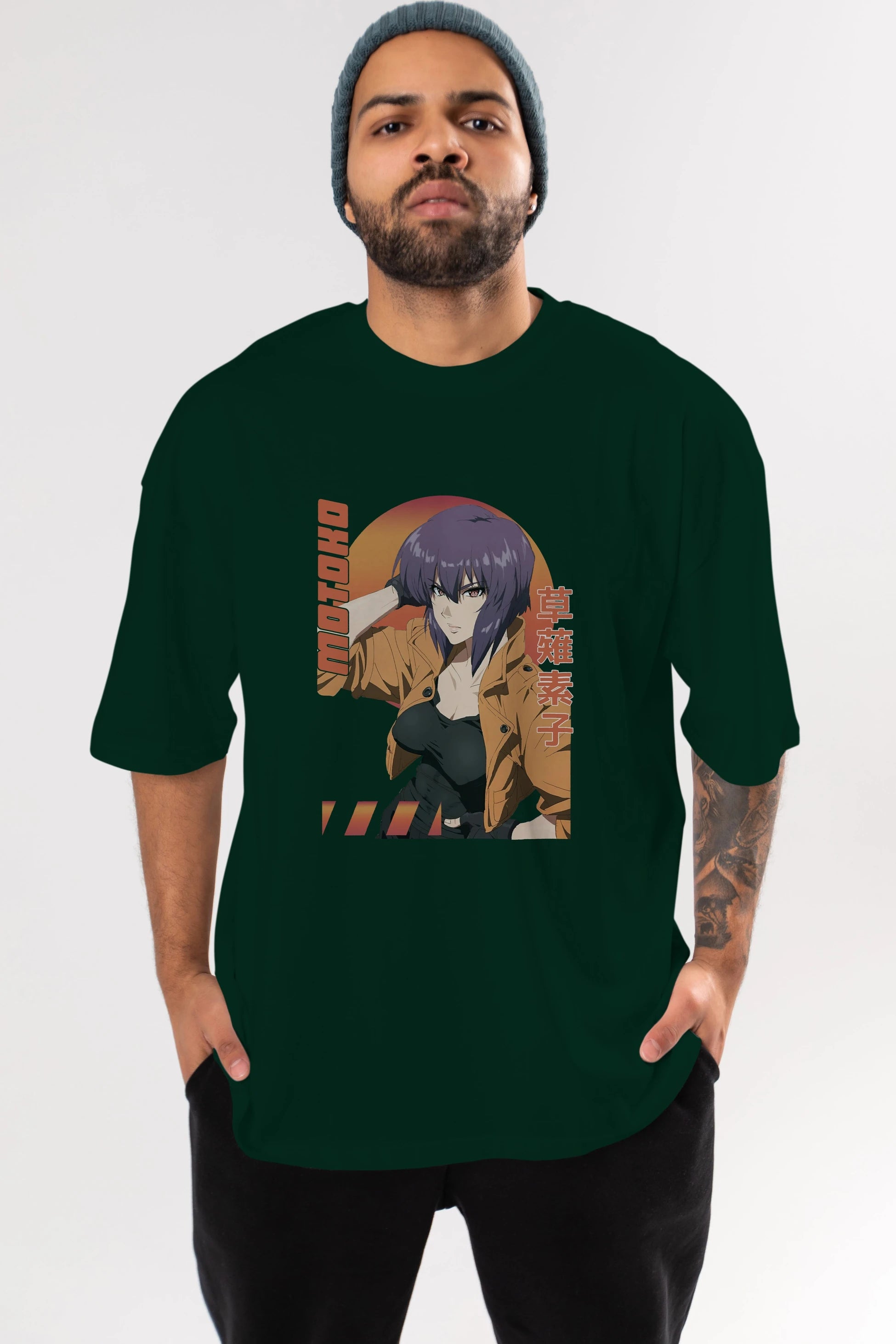 Motoko Kusanagi 9 Anime Ön Baskılı Oversize t-shirt %100 pamuk Erkek Kadın Unisex