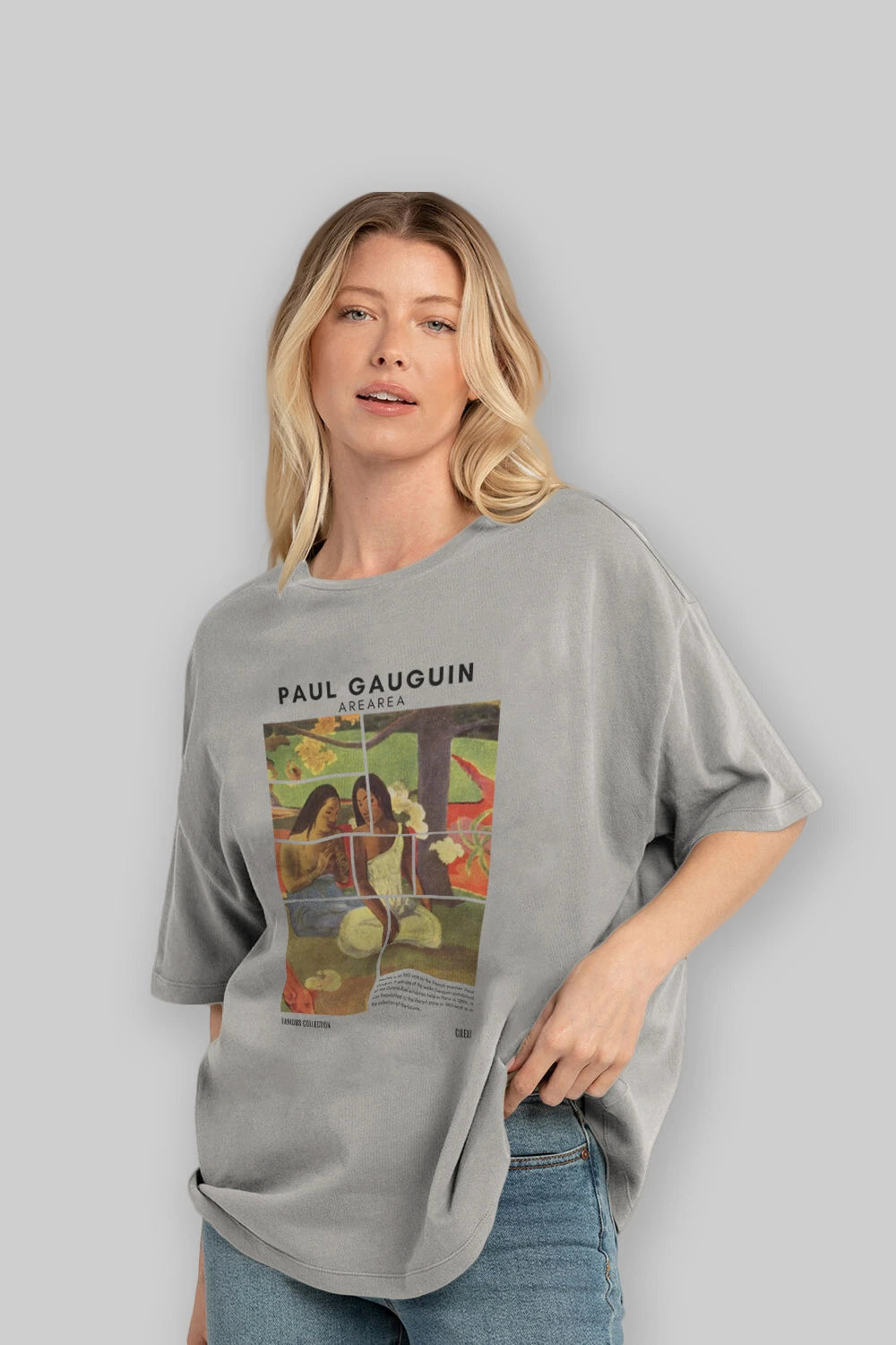 Paul Gauguin Arearea ön Baskılı Oversize t-shirt Erkek Kadın Bisiklet Yaka Pamuk tişort