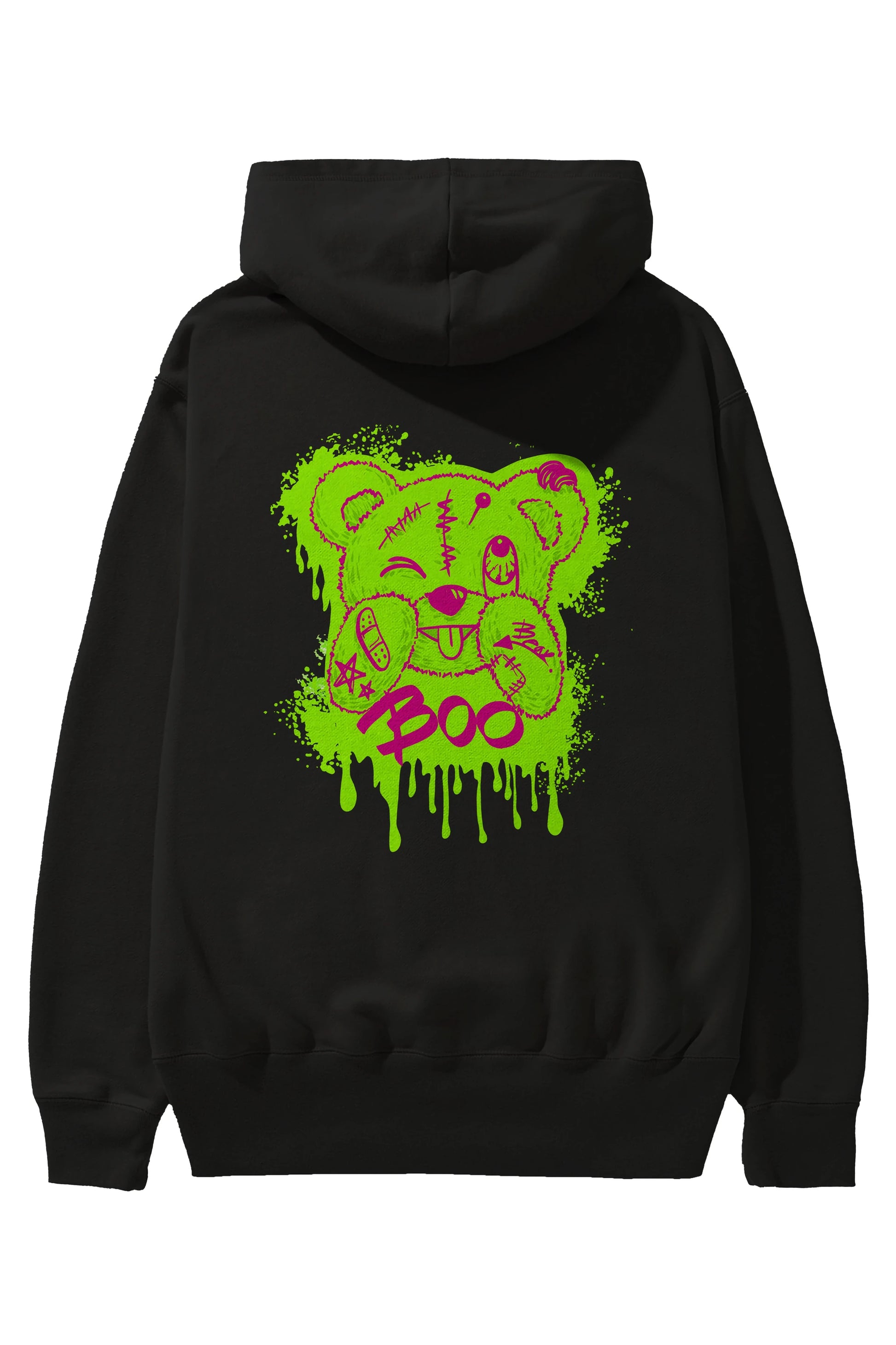 Boo  Bear Arka Baskılı Hoodie Oversize Kapüşonlu Sweatshirt Erkek Kadın Unisex