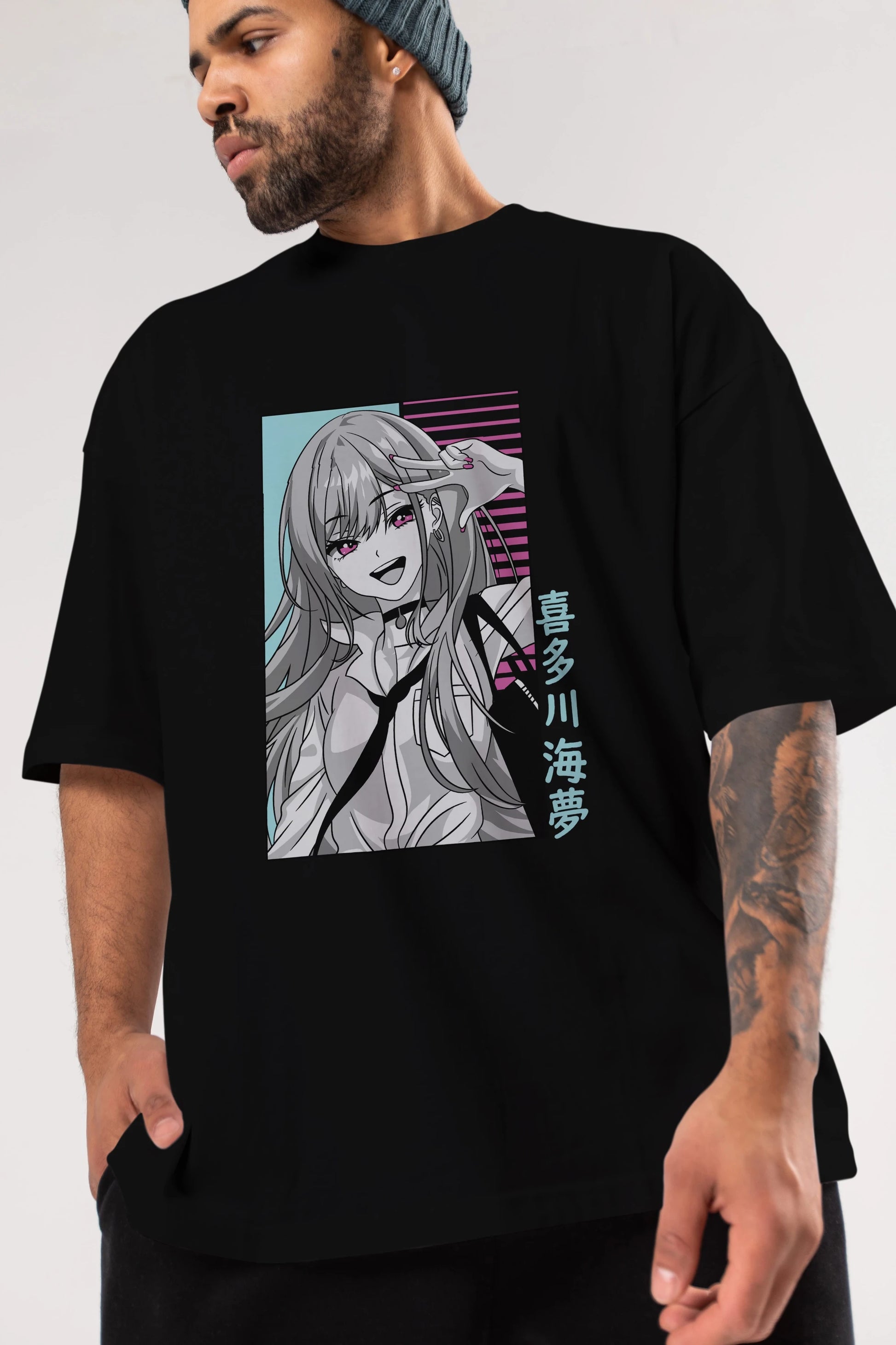 Marin Kitagawa 1 Anime Ön Baskılı Oversize t-shirt %100 pamuk Erkek Kadın Unisex