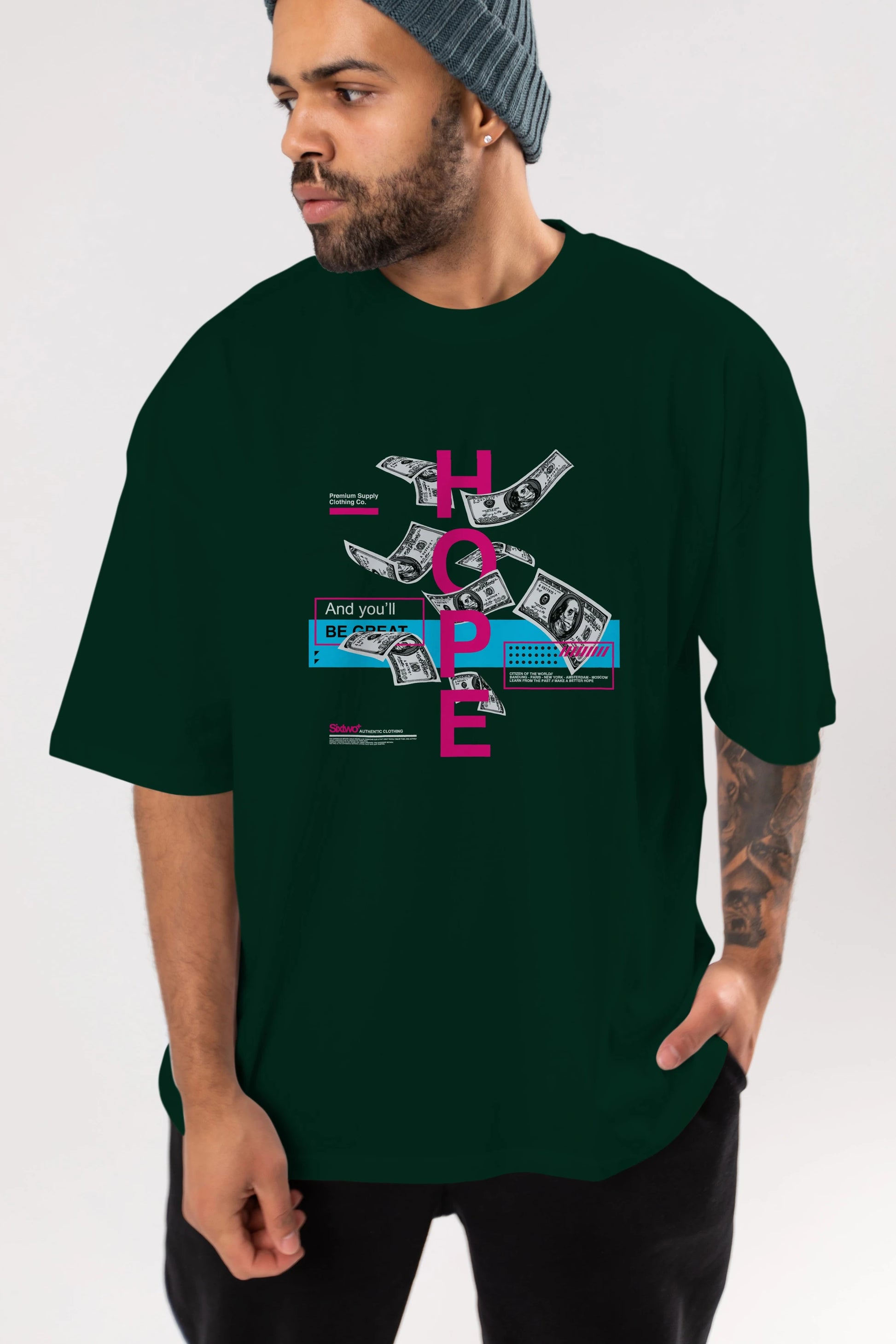 Hope Ön Baskılı Oversize t-shirt Erkek Kadın Unisex