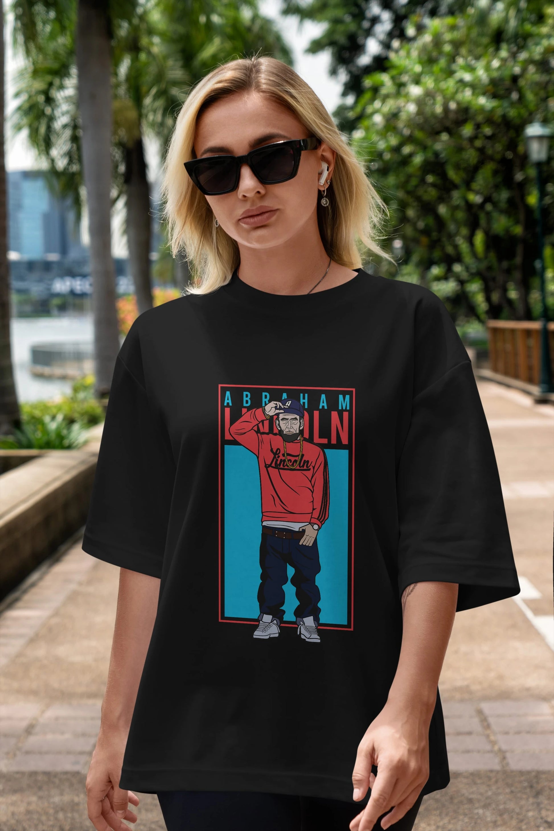 Abraham Lincoln Ön Baskılı Oversize t-shirt Erkek Kadın Unisex %100 Pamuk tişort