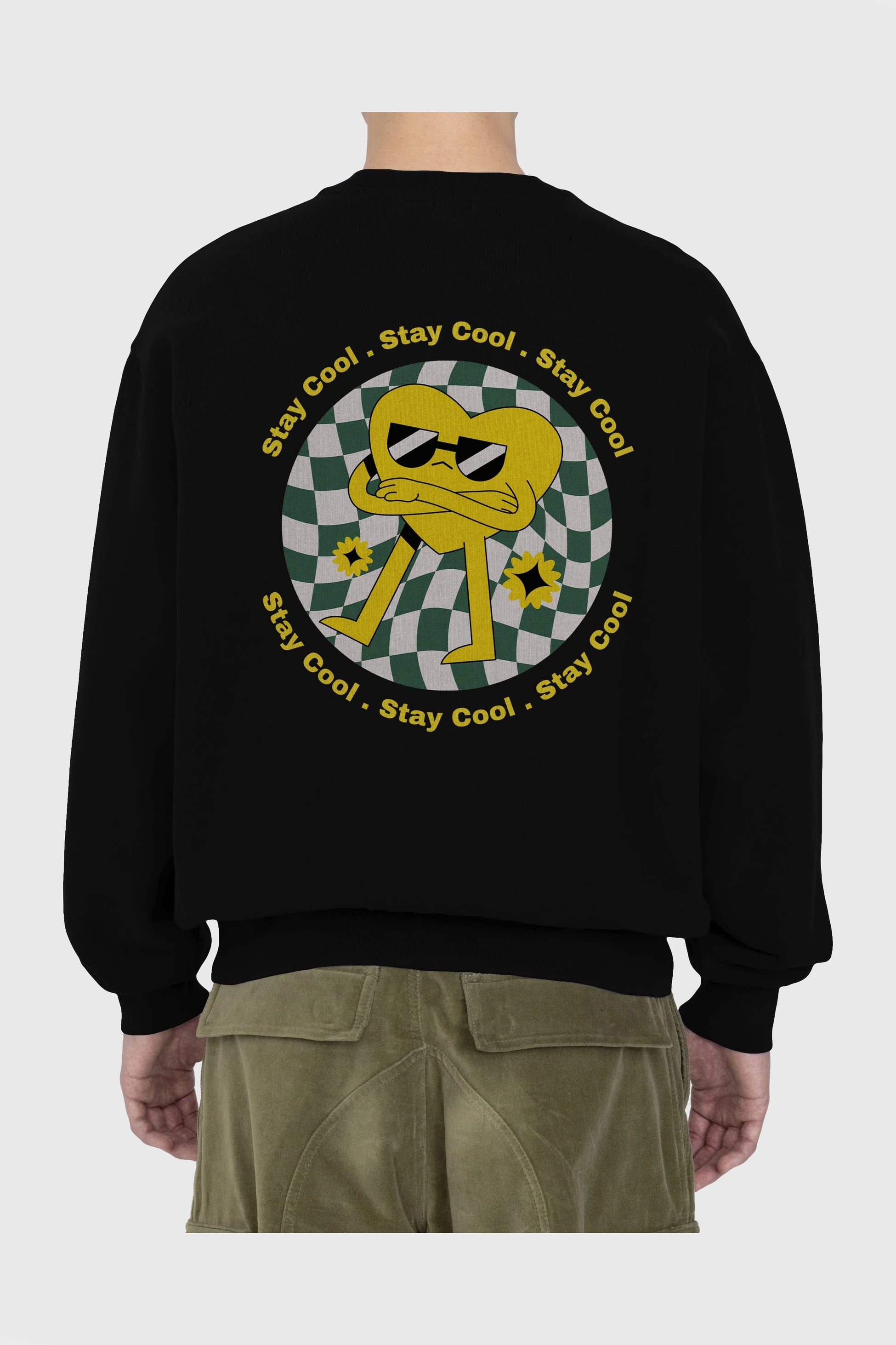 Stay Cool Yazılı Arka Baskılı Oversize Sweatshirt Erkek Kadın Unisex