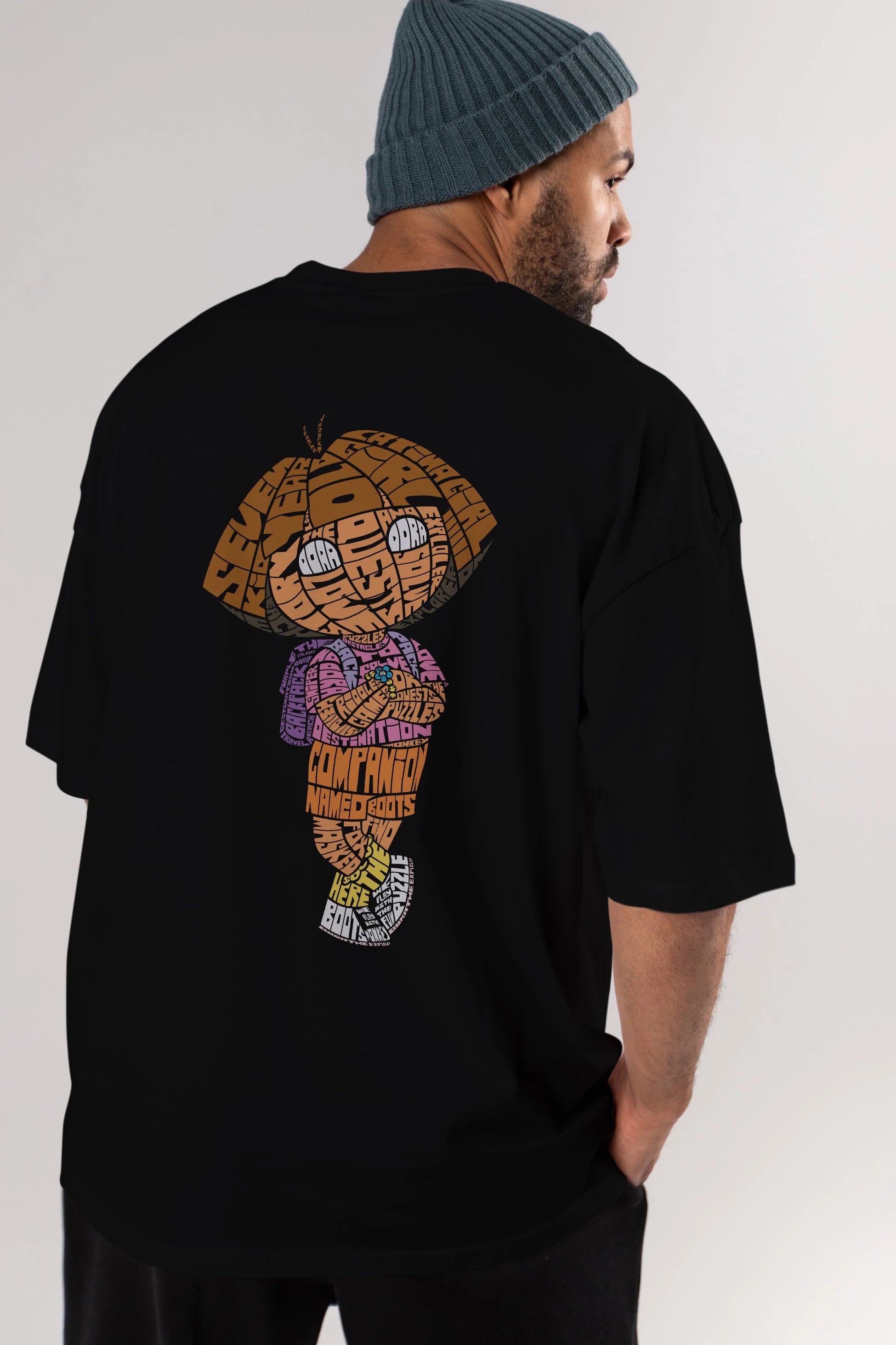 Dora Arka Baskılı Oversize t-shirt %100 pamuk Erkek Kadın Unisex