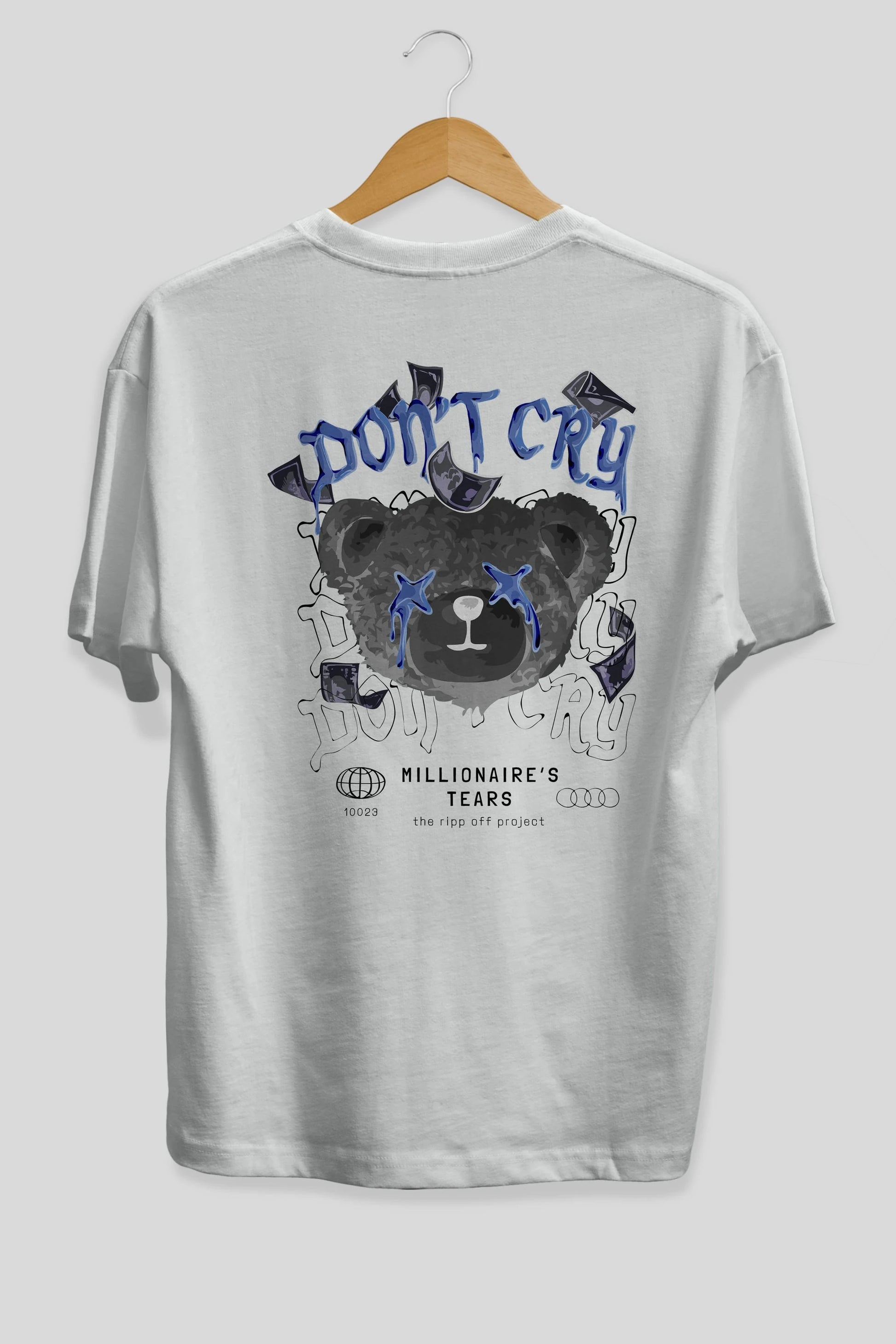 Dont Cry Bear Arka Baskılı Oversize t-shirt Erkek Kadın Unisex