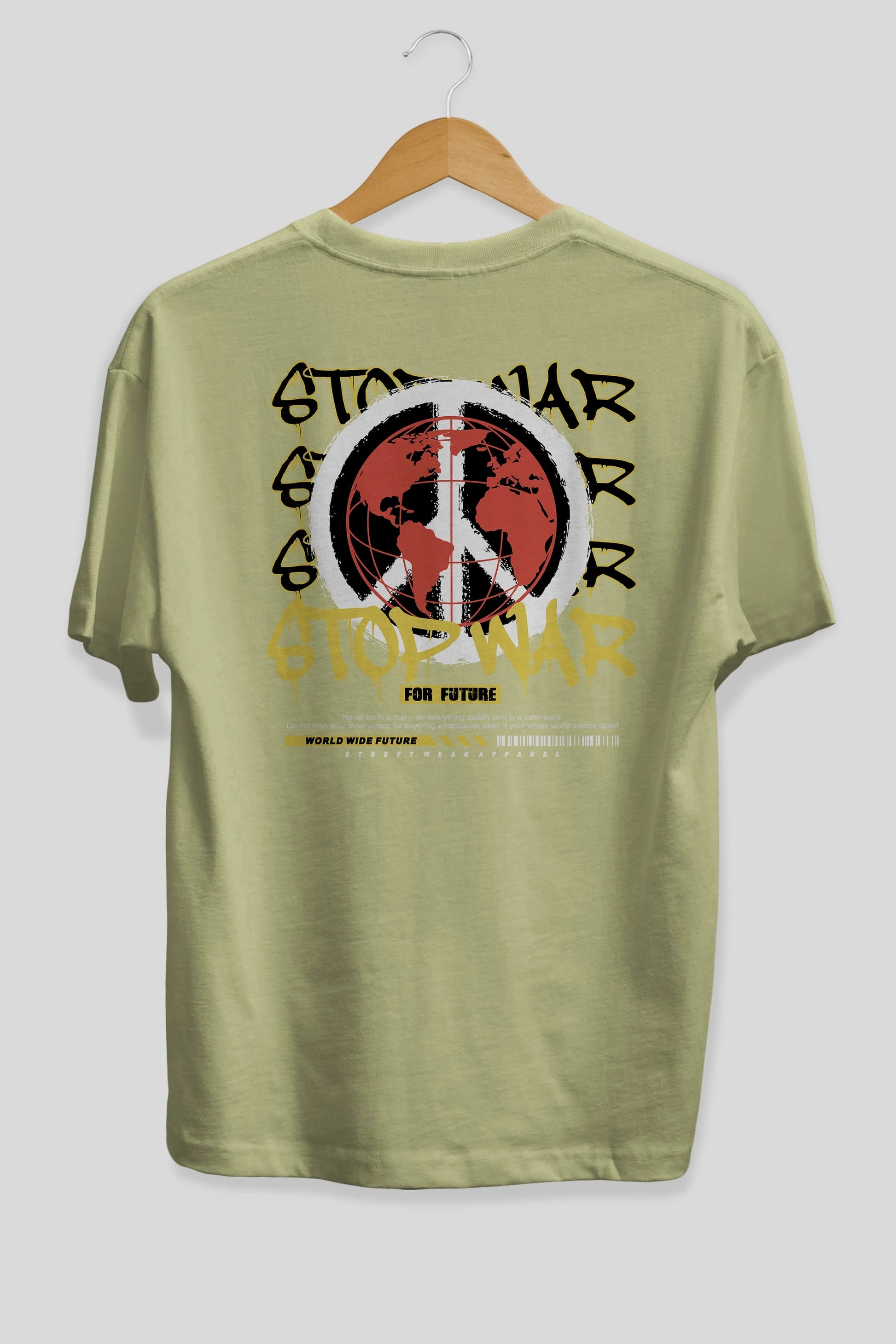 Stop War for Future Arka Baskılı Oversize t-shirt Erkek Kadın Unisex