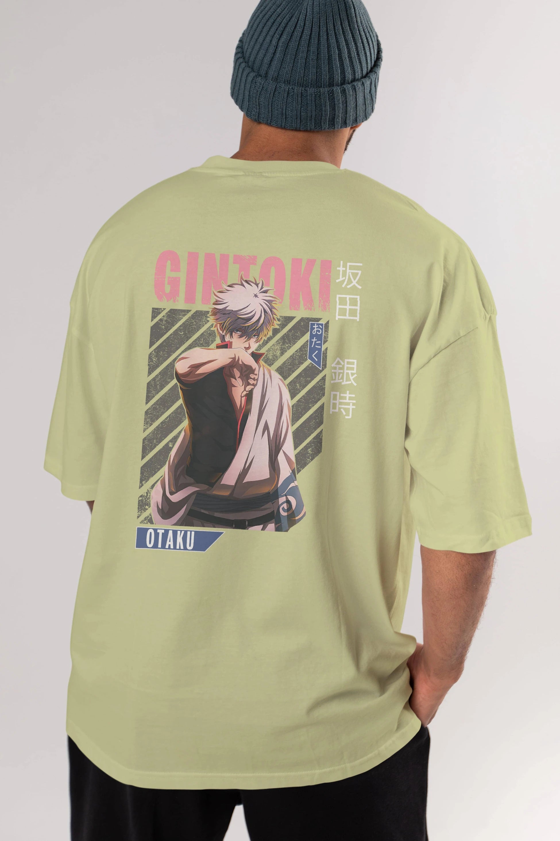 Gintoki Sakata Anime Arka Baskılı Oversize t-shirt Erkek Kadın Unisex