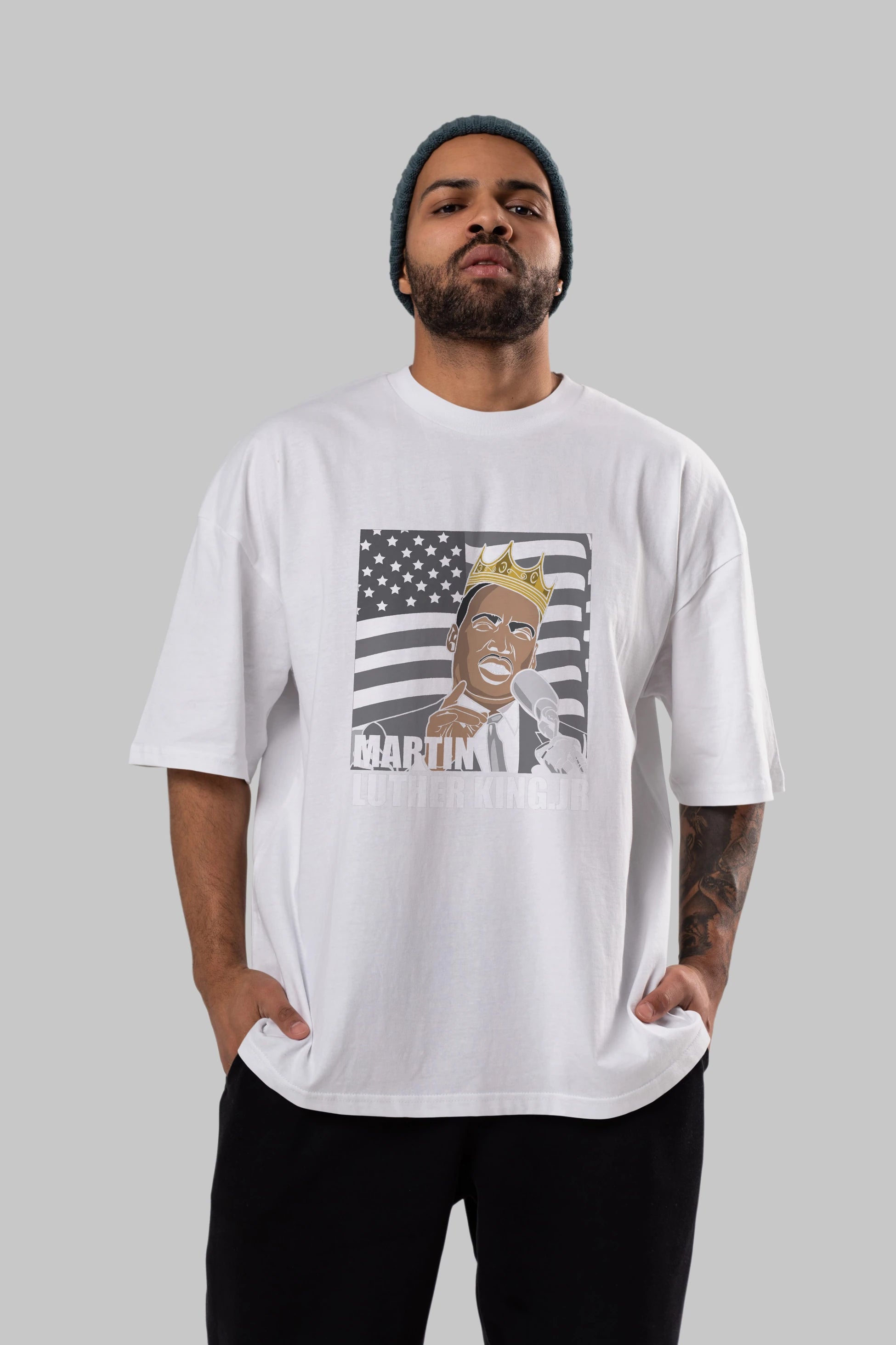 Luther King Ön Baskılı Oversize t-shirt Erkek Kadın Unisex %100 Pamuk tişort