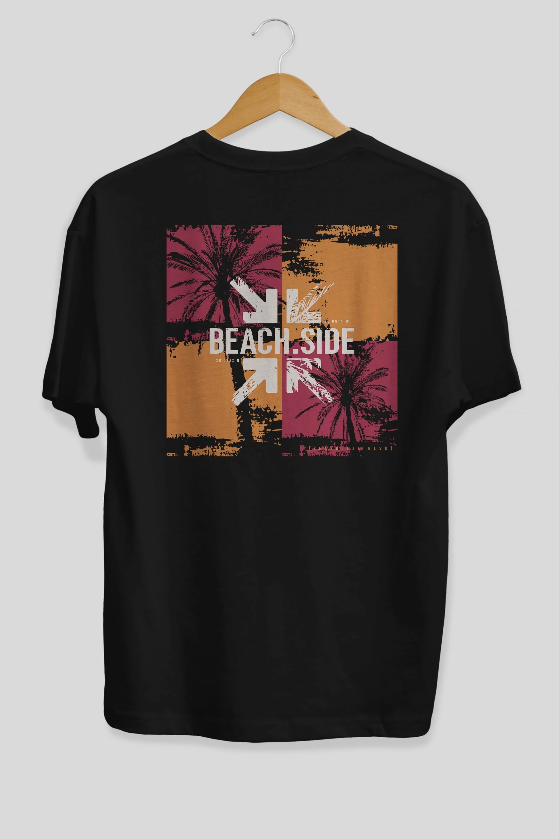 Beach Side Arka Baskılı Oversize t-shirt Erkek Kadın Unisex