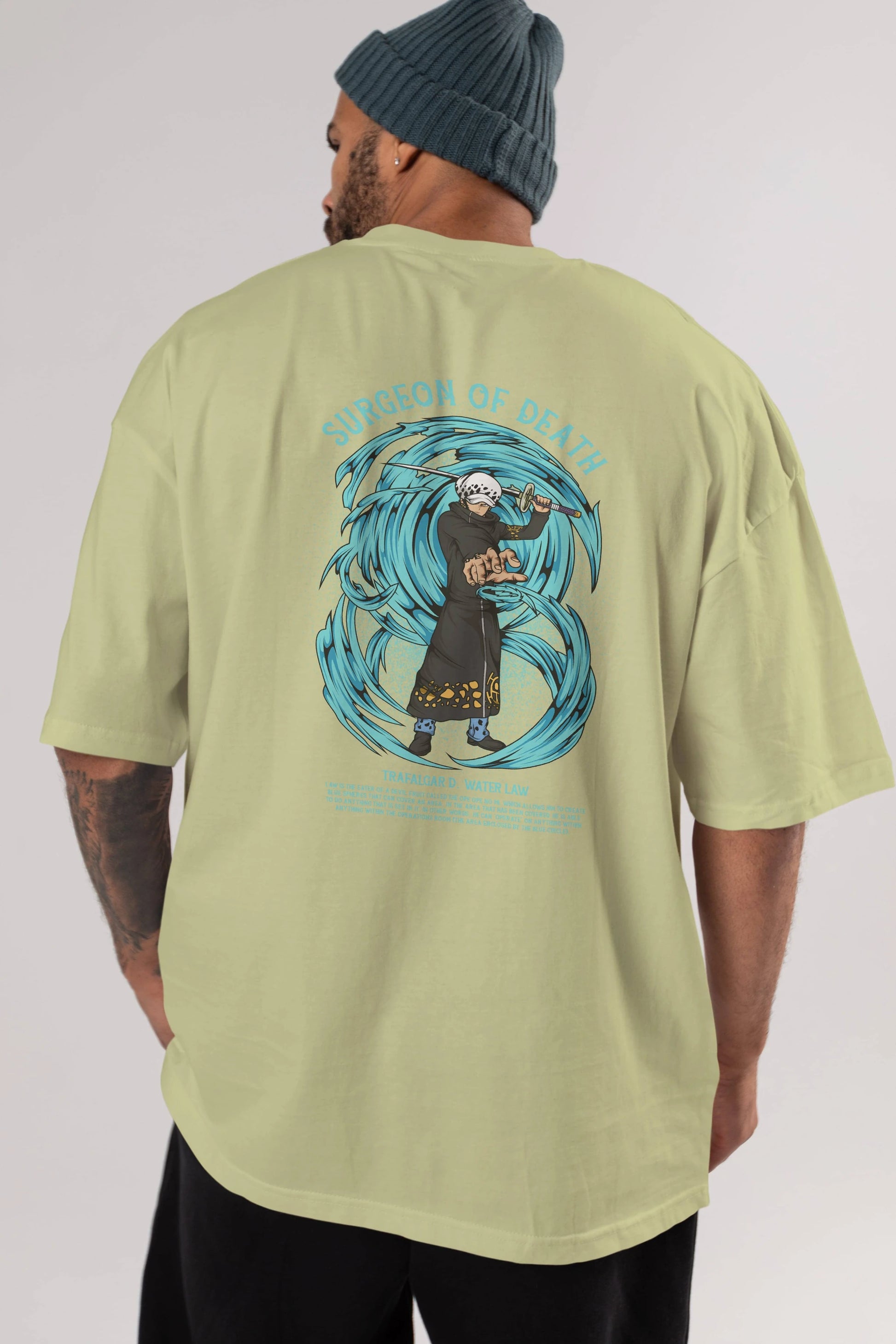 Trafalgad D. Water Law Anime Arka Baskılı Oversize t-shirt Erkek Kadın Unisex