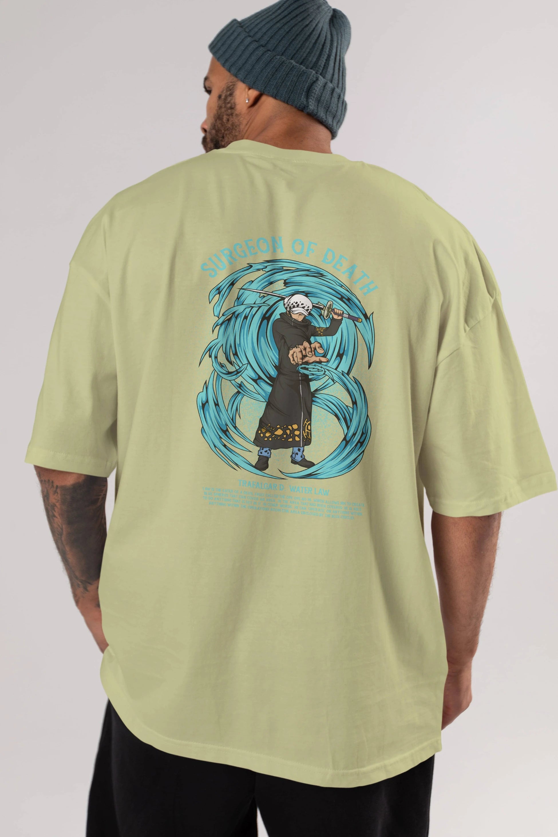 Trafalgad D. Water Law Anime Arka Baskılı Oversize t-shirt Erkek Kadın Unisex