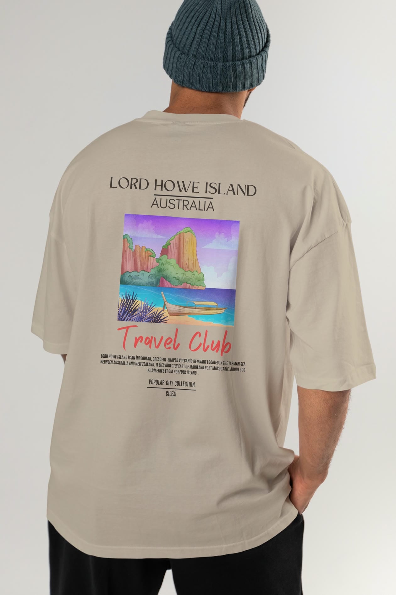 Lord Howe İsland Australia Arka Baskılı Oversize t-shirt Erkek Kadın Pamuk Bisiklet Yaka tişort