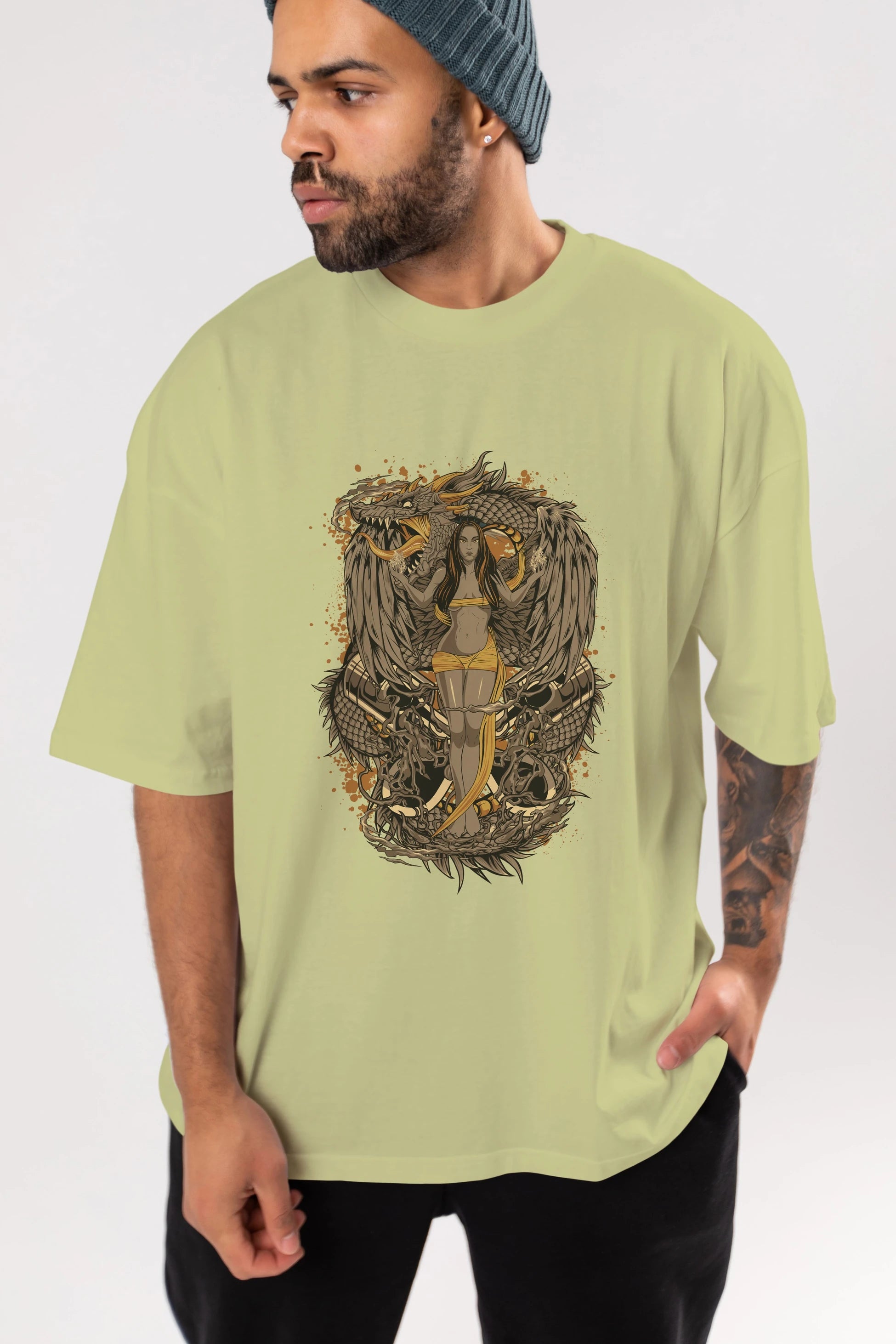 TRIBAL (3) Anime Ön Baskılı Oversize t-shirt %100 pamuk Erkek Kadın Unisex