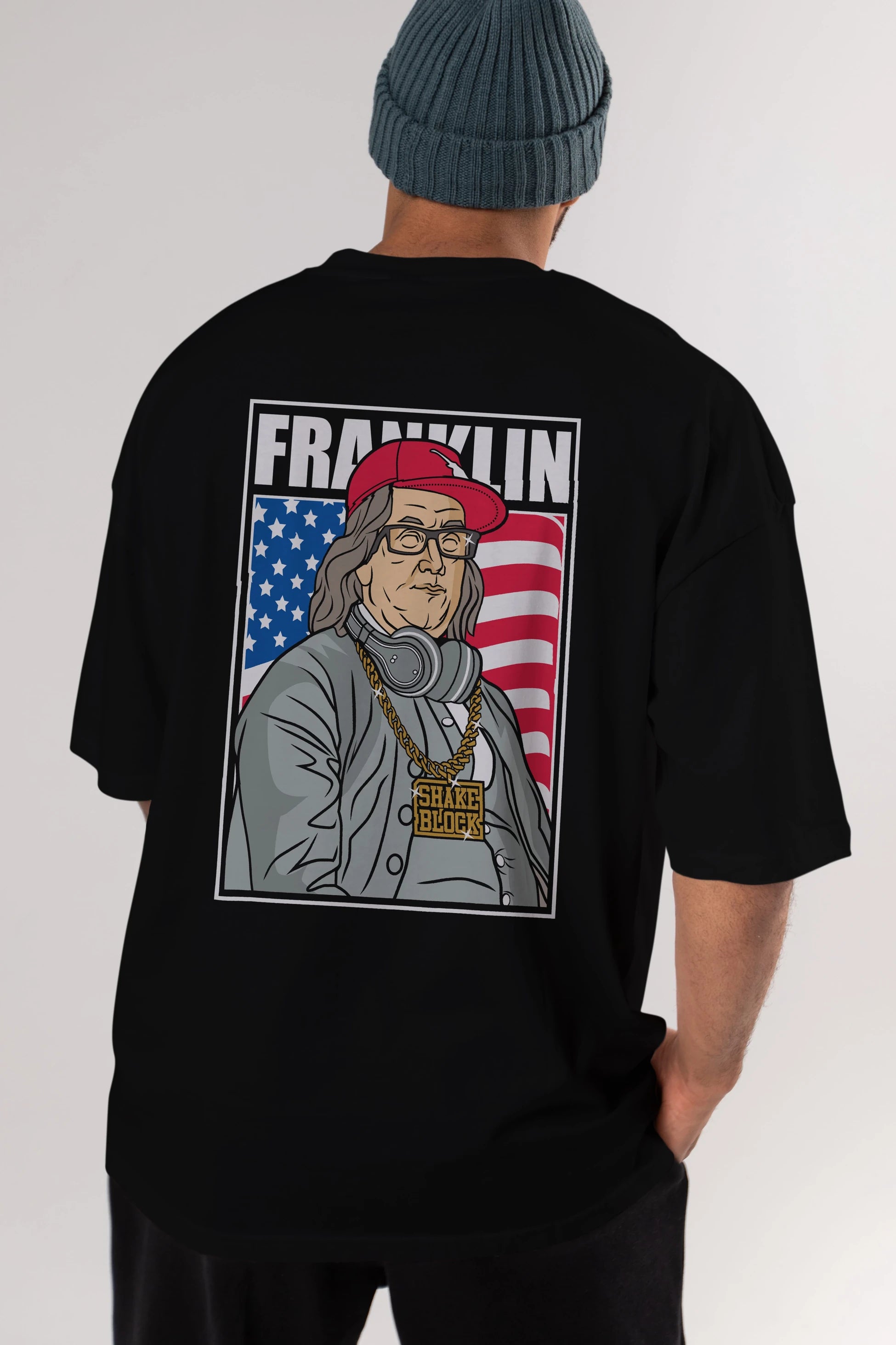 Franklin Rapper Arka Baskılı Oversize t-shirt Erkek Kadın Unisex %100 Pamuk tişort