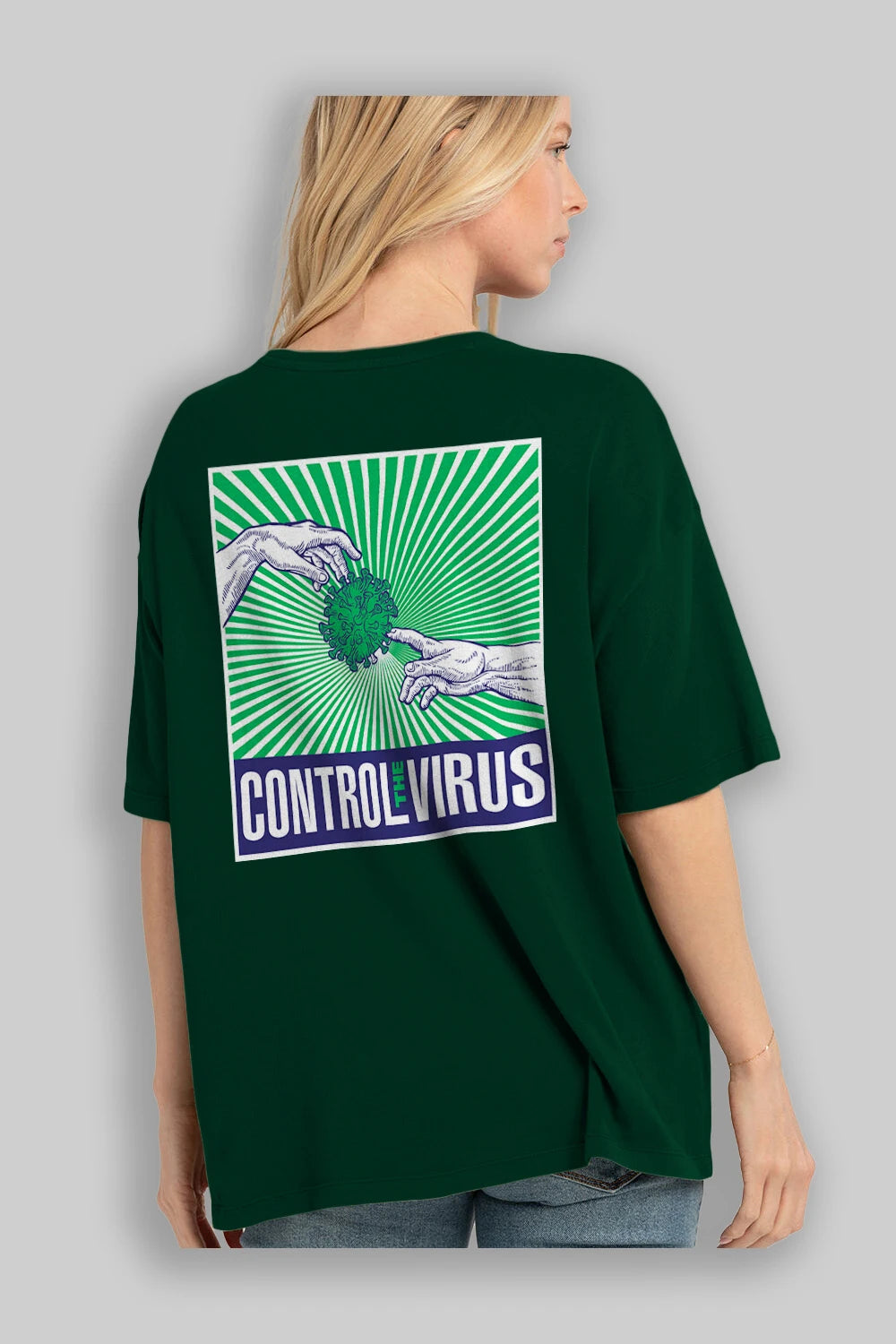 Control The Virus Arka Baskılı Oversize t-shirt Erkek Kadın Unisex