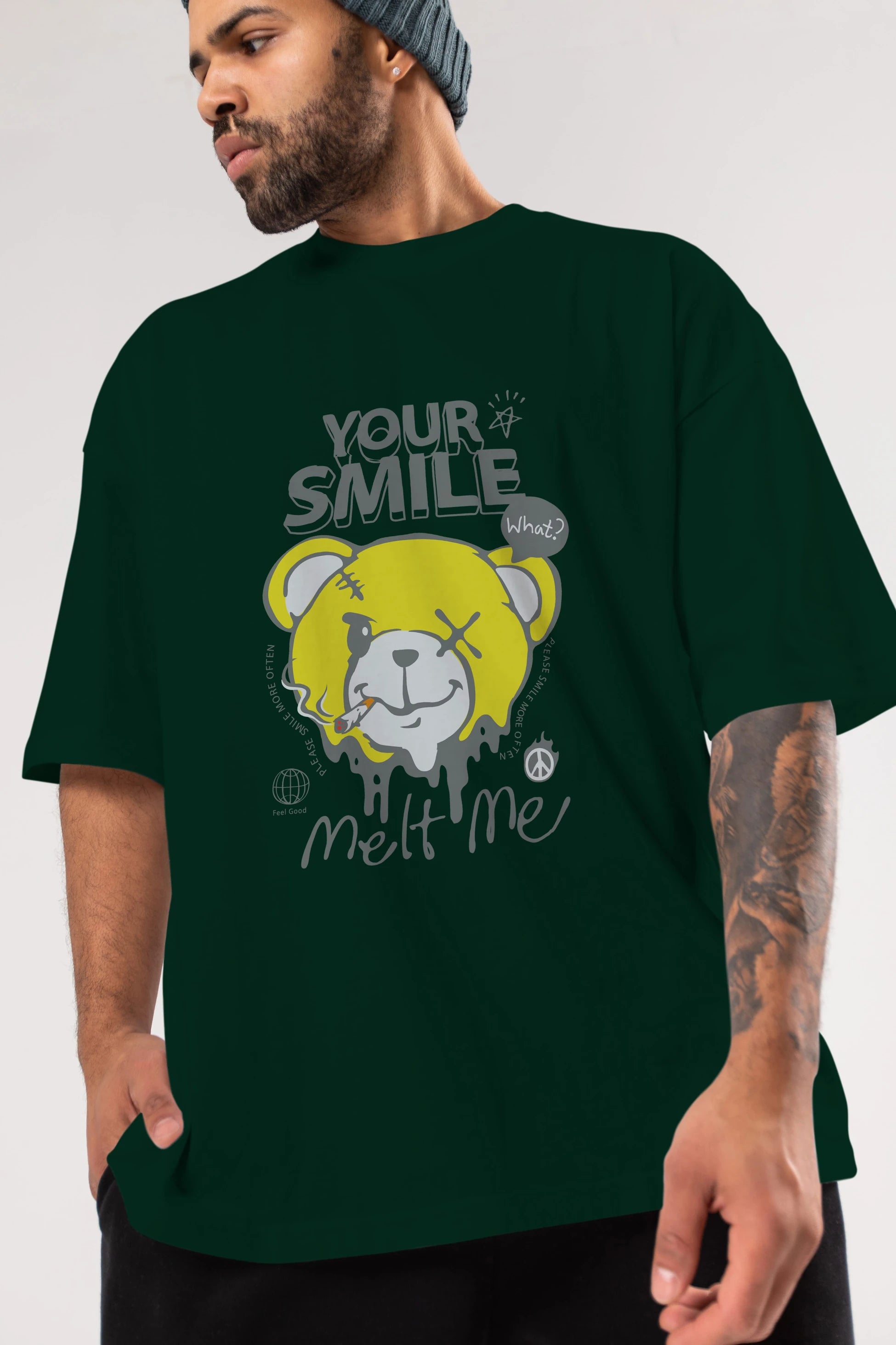 Your Smile Bear Ön Baskılı Oversize t-shirt Erkek Kadın Unisex