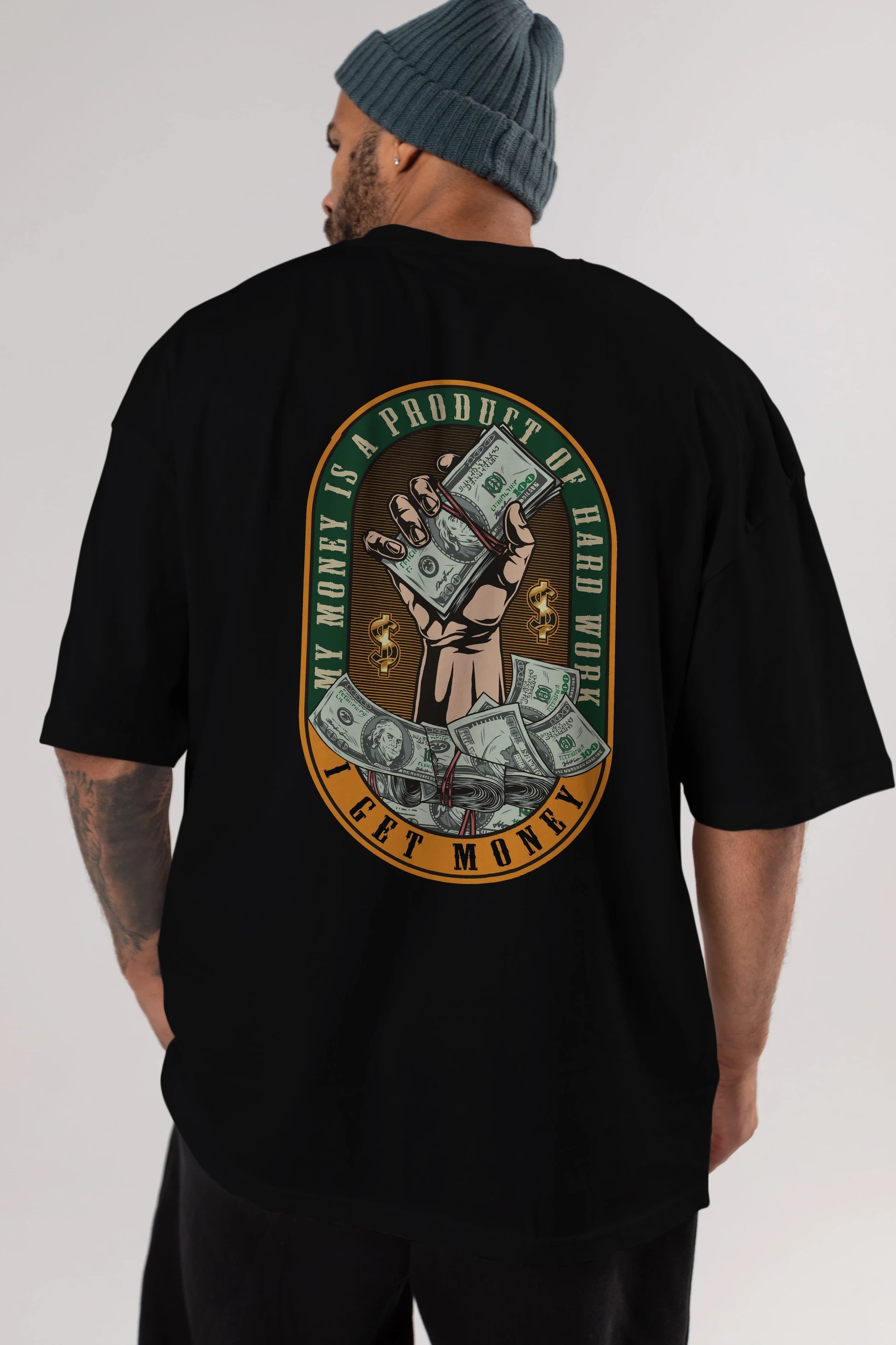 I Get Money Arka Baskılı Oversize t-shirt Erkek Kadın Unisex