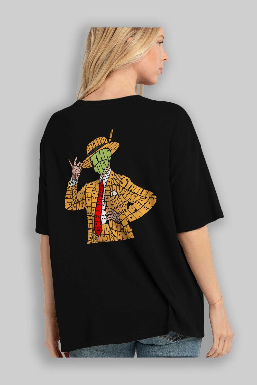The Mask Arka Baskılı Oversize t-shirt %100 pamuk Erkek Kadın Unisex